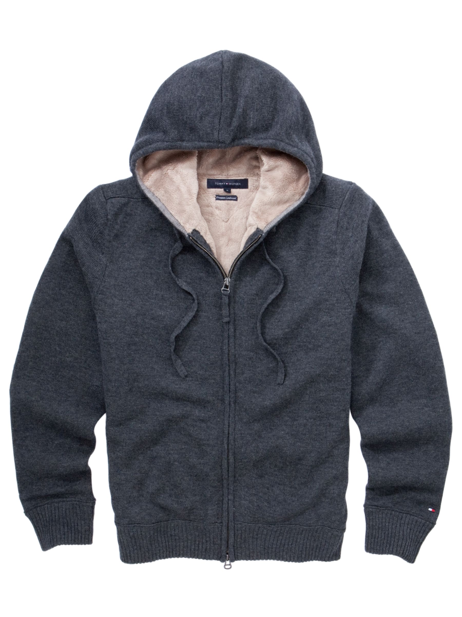 Tommy Hilfiger Zip Through Hoodie, Charcoal heather at John Lewis