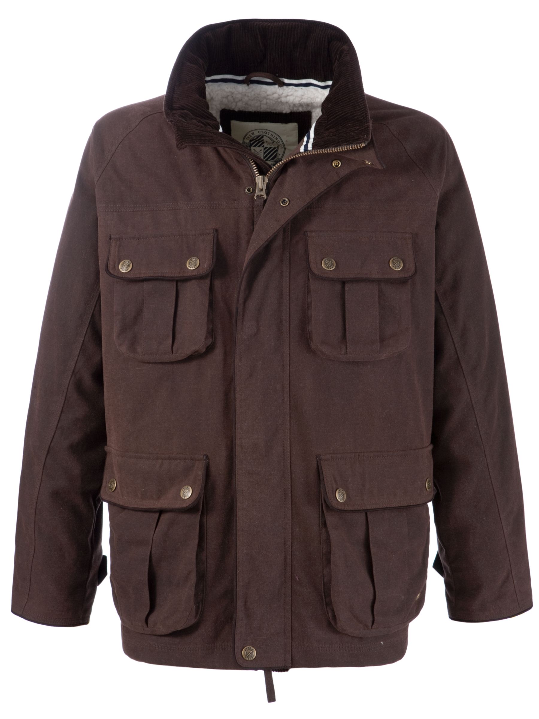 Crew Clothing Hudson Dry Wax Jacket, Chocolate at JohnLewis