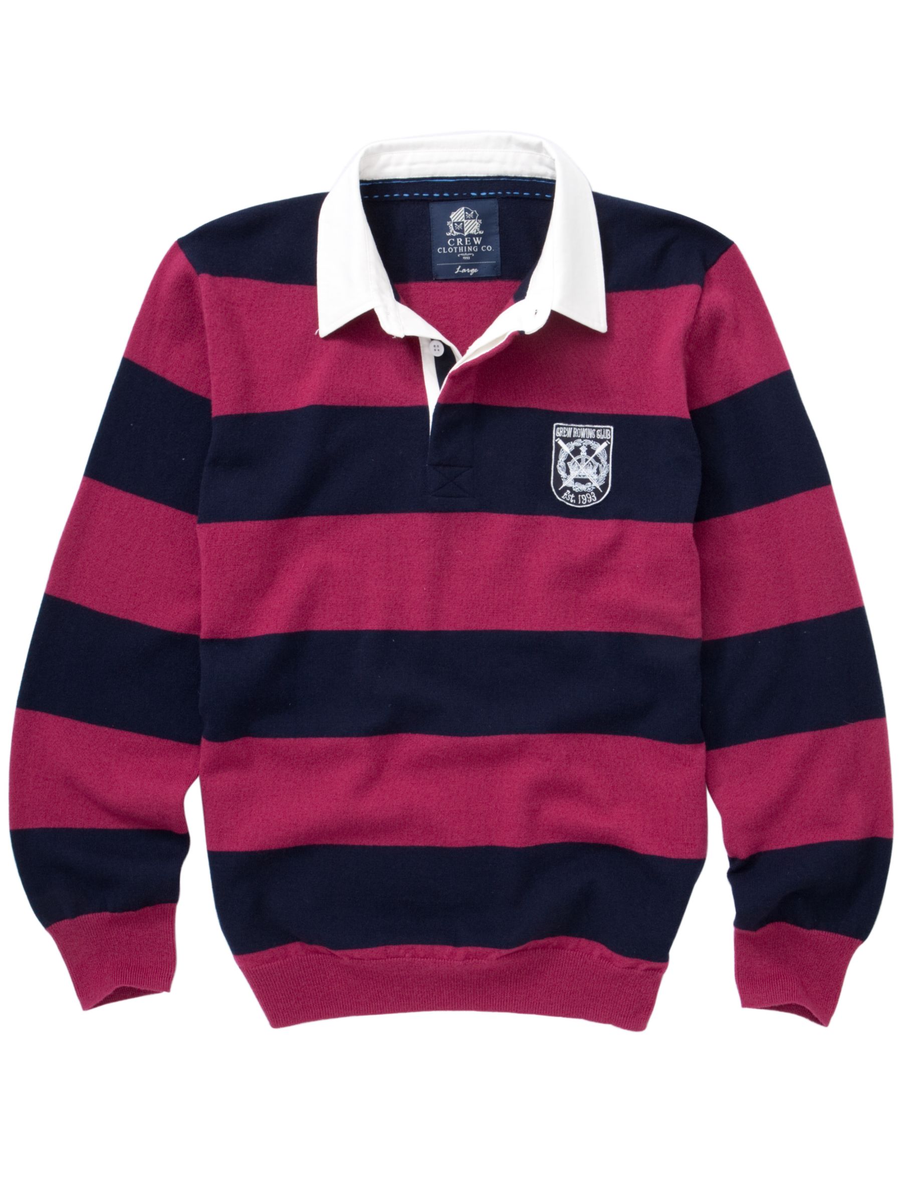 Crew Clothing Striped Knitted Rugby Shirt, Multi
