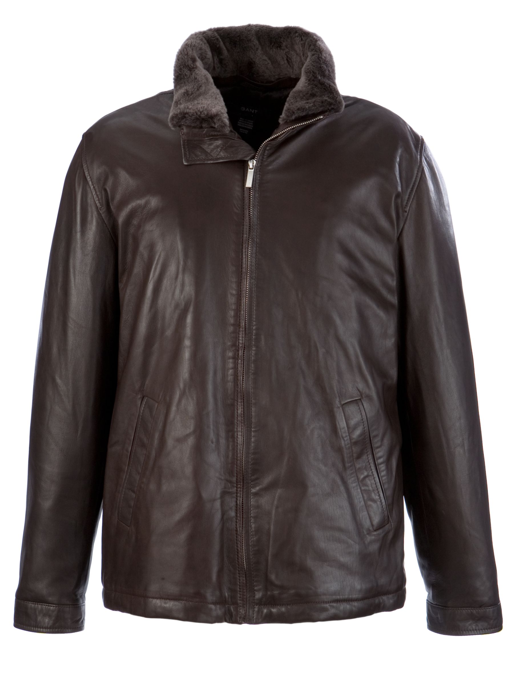 Gant Shearling Collar Jacket, Dark Brown at John Lewis