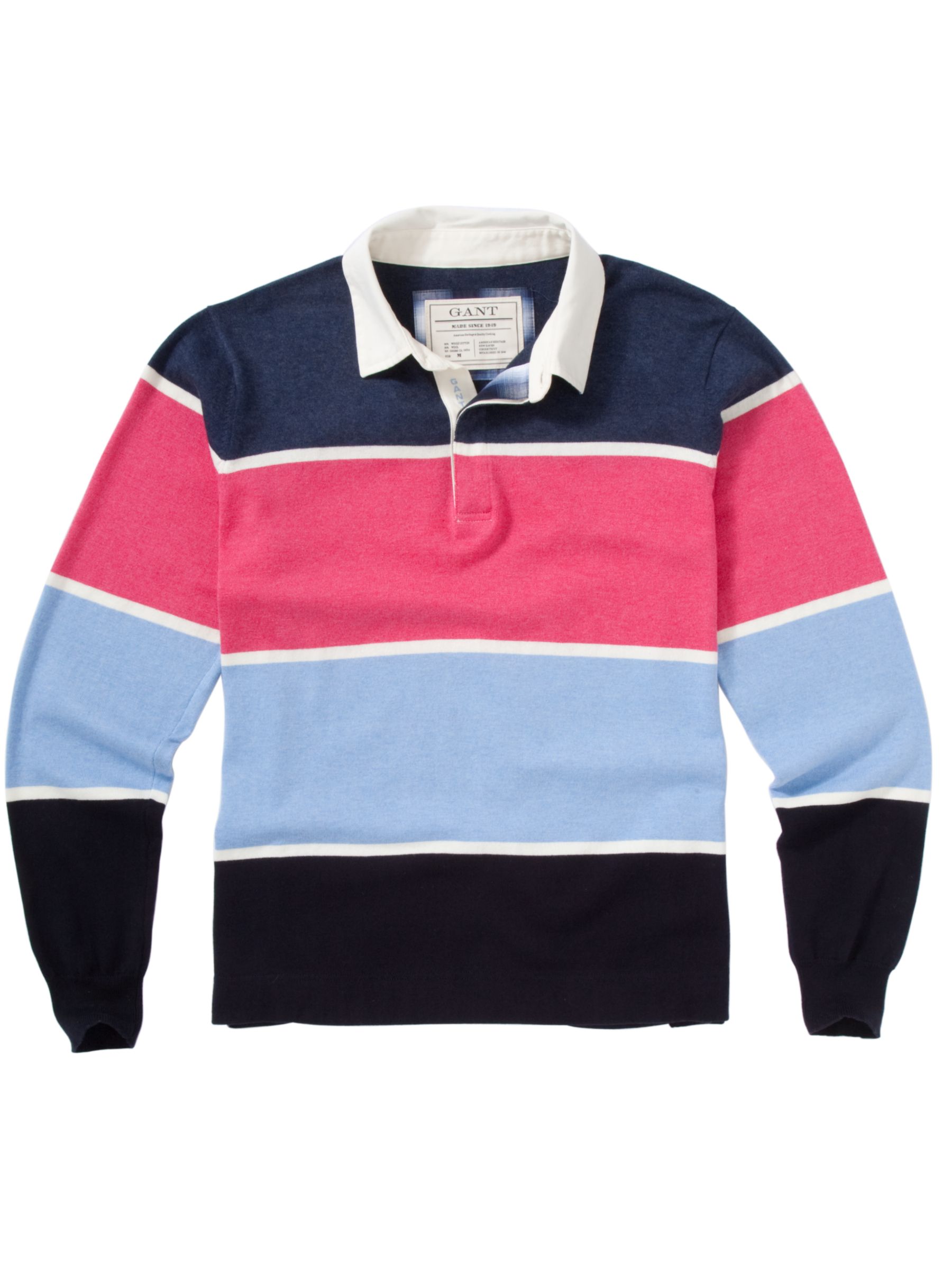 Cotton/Wool Block Stripe Rugby Shirt,