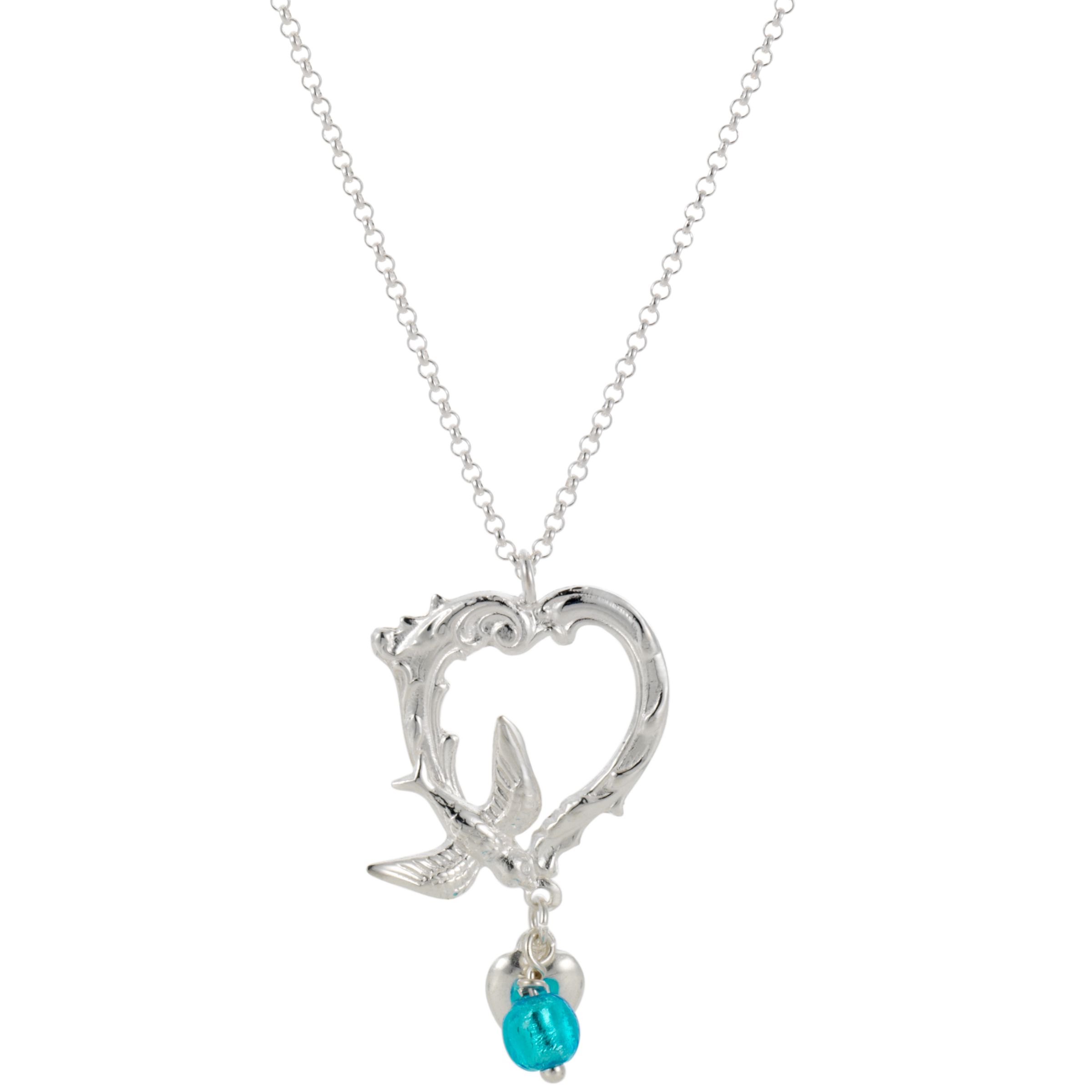 Martick Ornate Swallow Heart Pendant Necklace