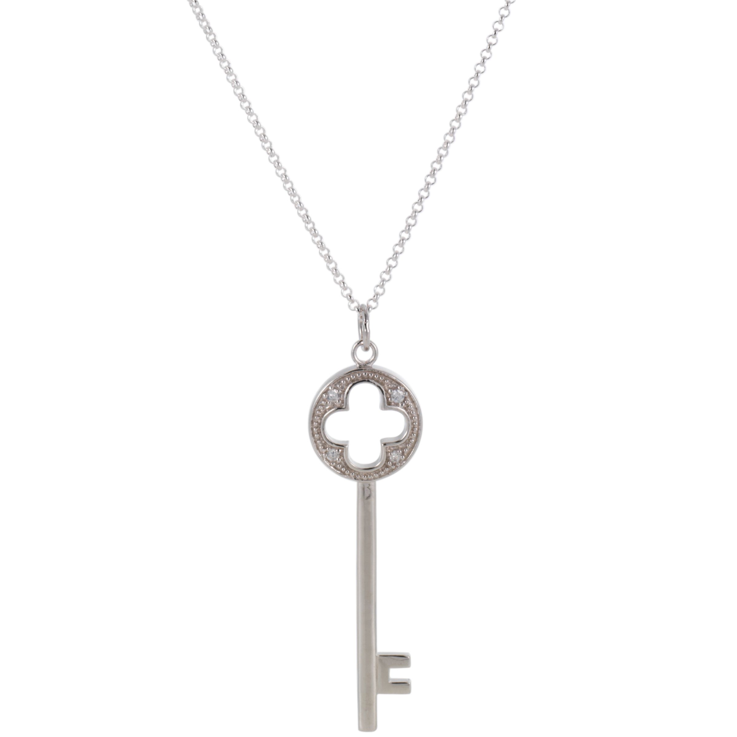 Martick Cubic Zirconia Encrusted Key Pendant Necklace