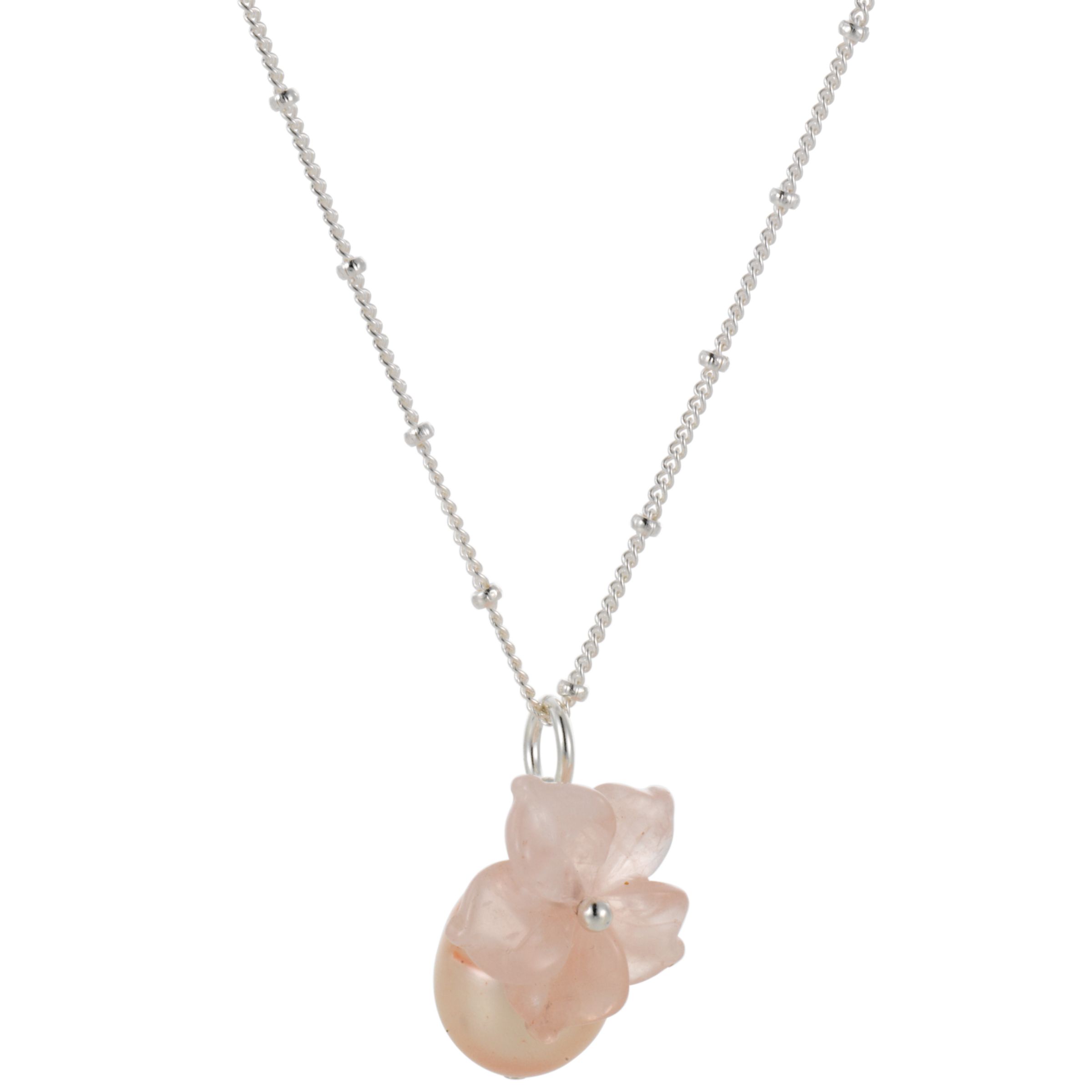 Martick Flower and Pink Pearl Pendant Necklace
