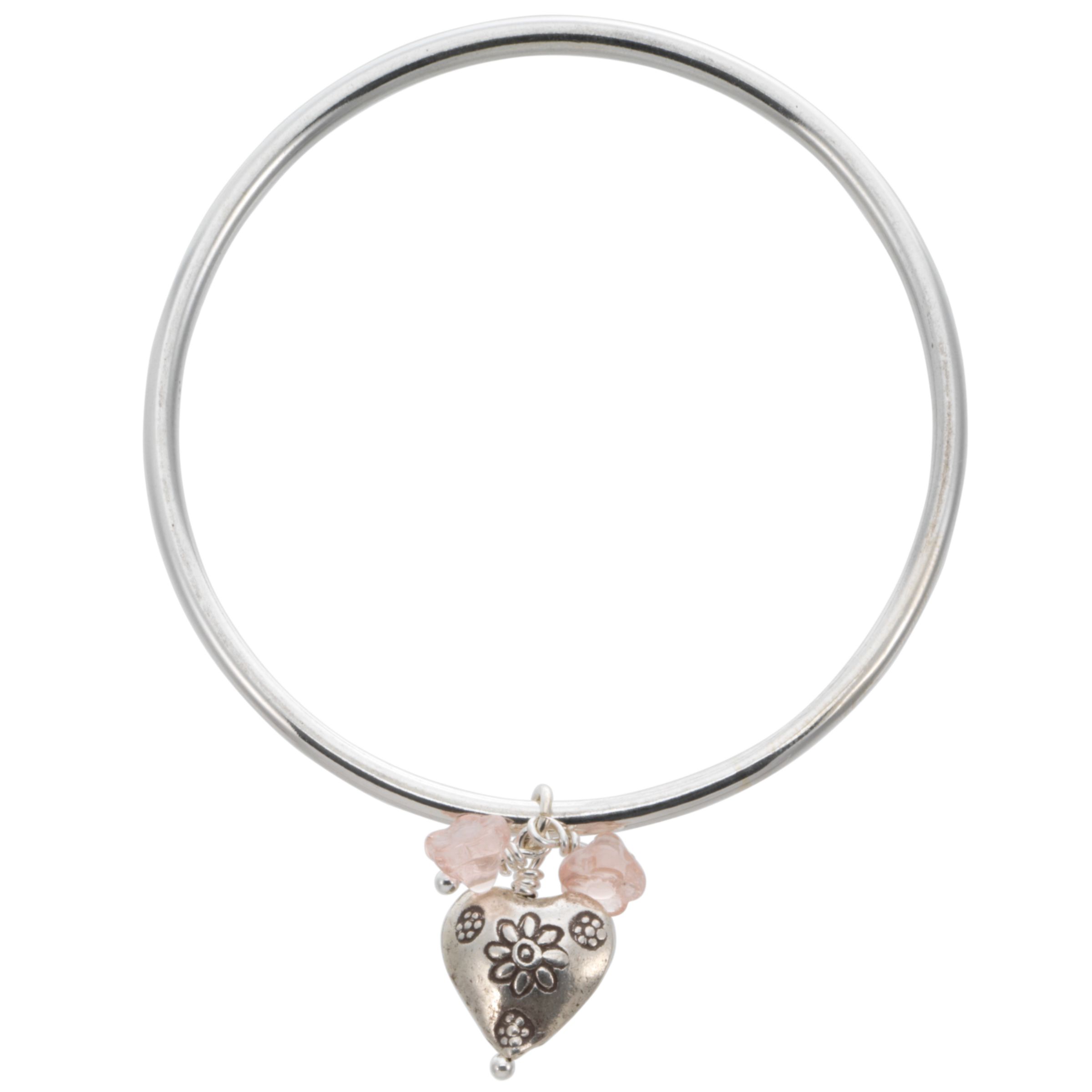 Martick Silver Daisy Heart Blossom Bangle