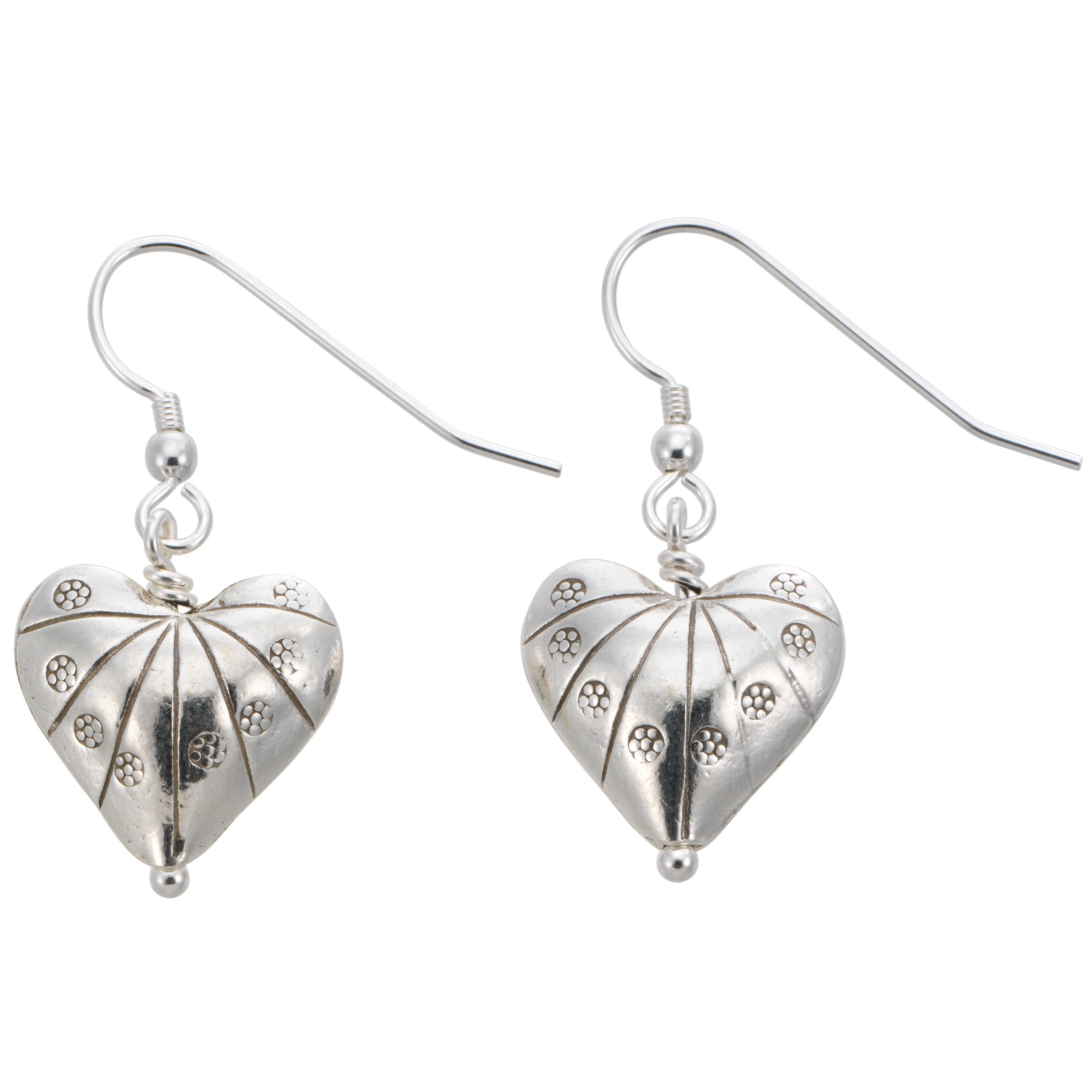 Martick Shelly Silver Puffed Heart Drop Earrings