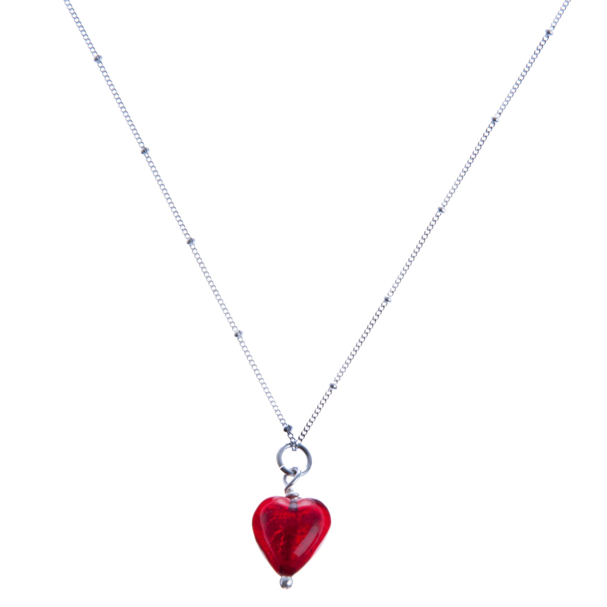 Martick Cranberry Murano Heart Pendant Necklace