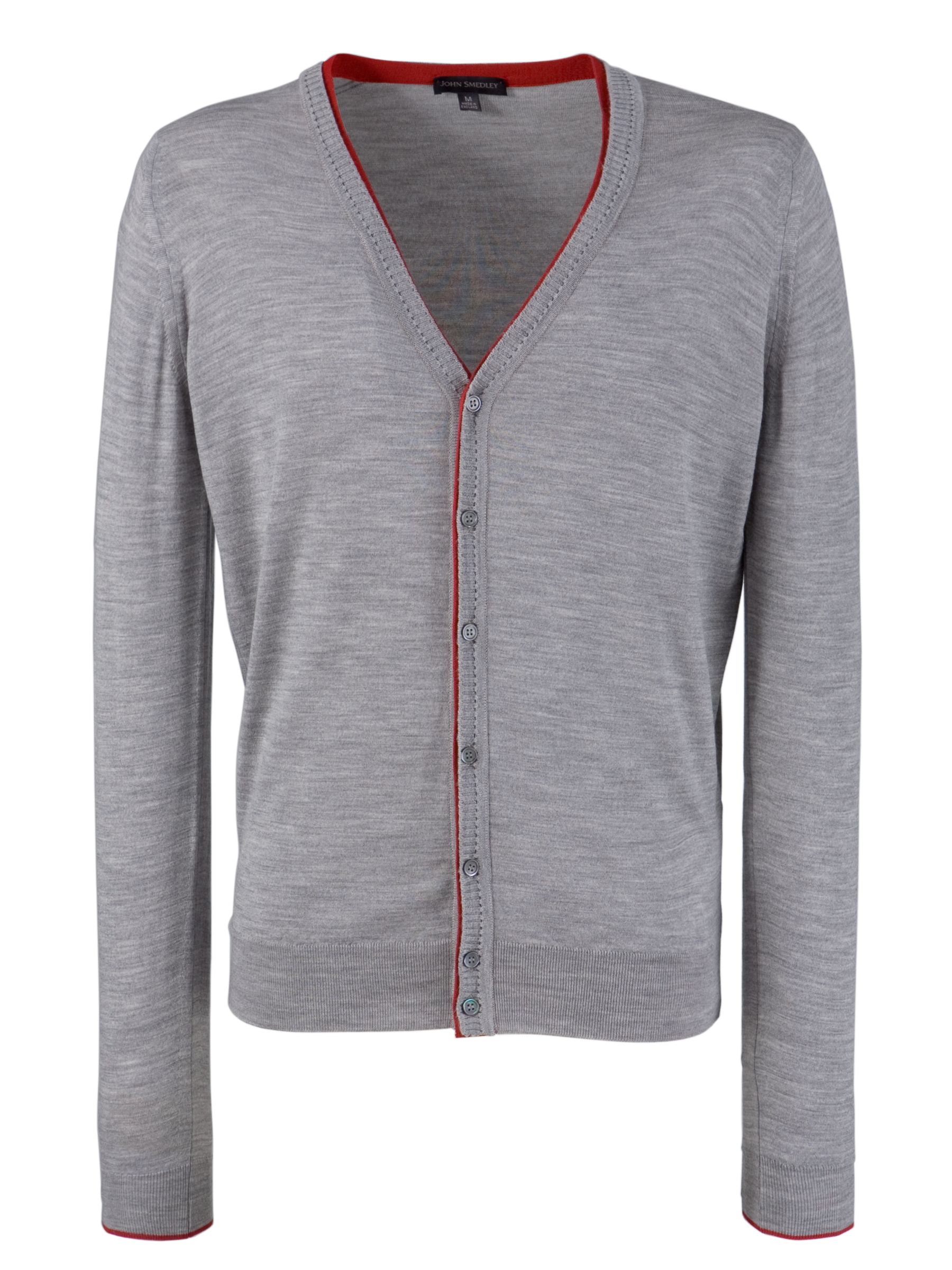 John Smedley Randal Merino Wool Cardigan, Silver at John Lewis