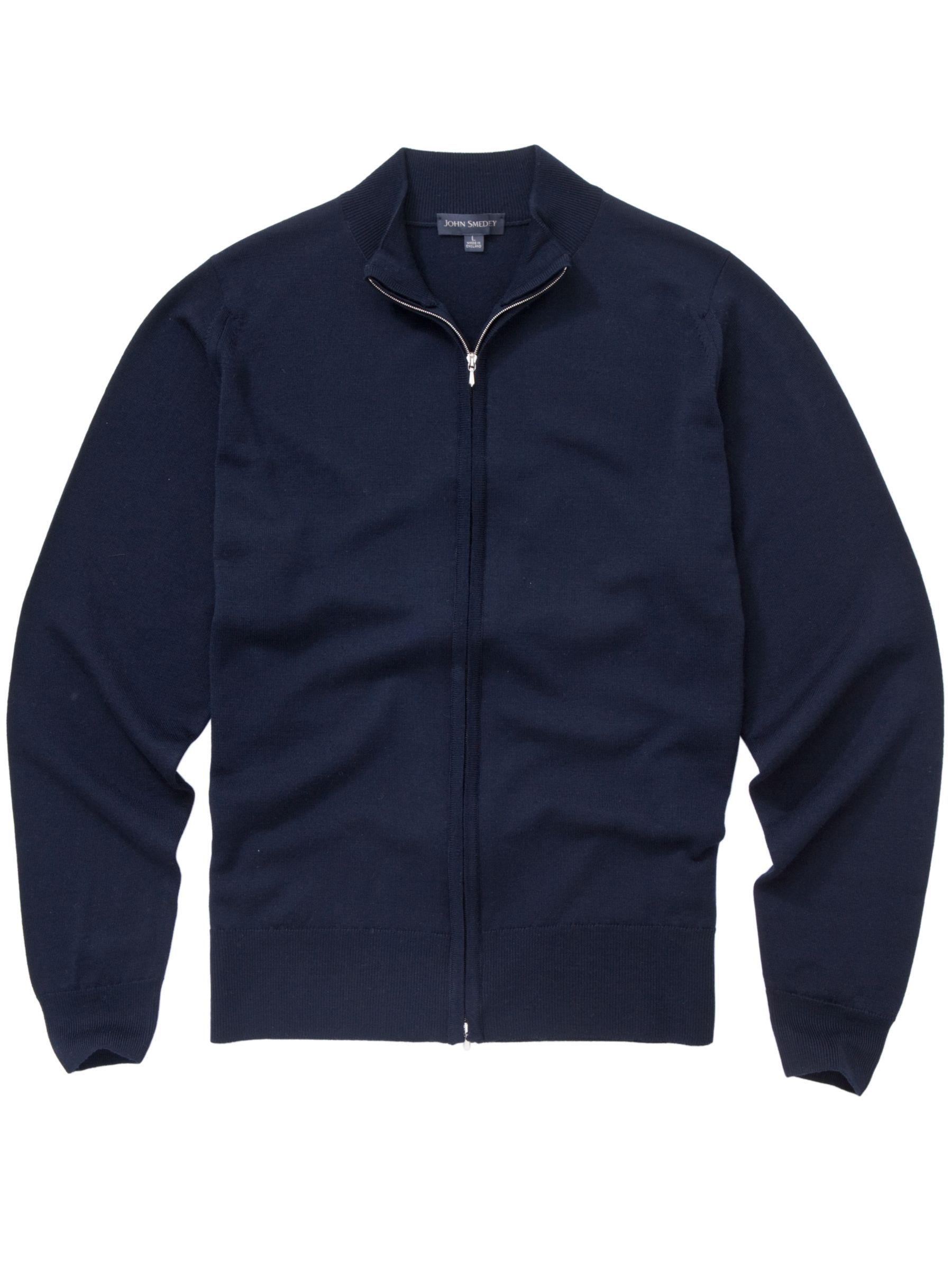 John Smedley Lionel Full Zip Cardigan, Midnight at John Lewis