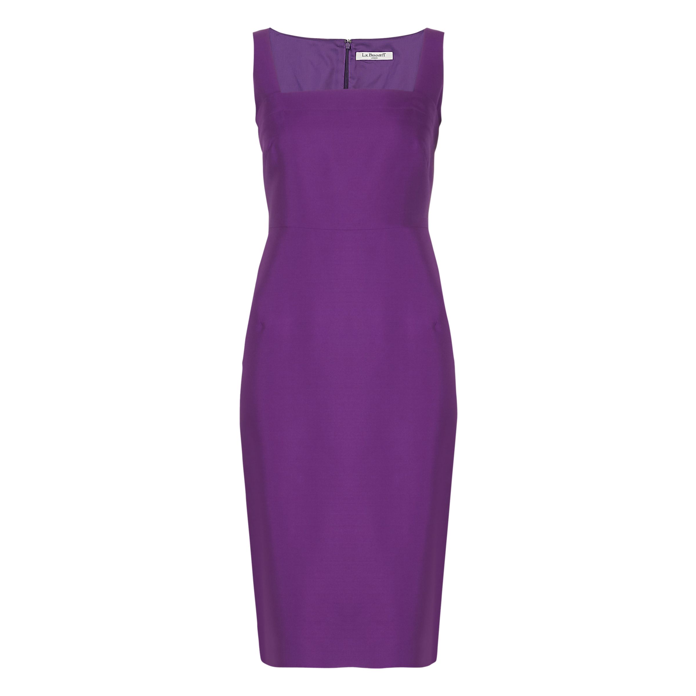 L.K. Bennett Penn Silk Mix Sleeveless Shift Dress, Damson, 14 at John Lewis