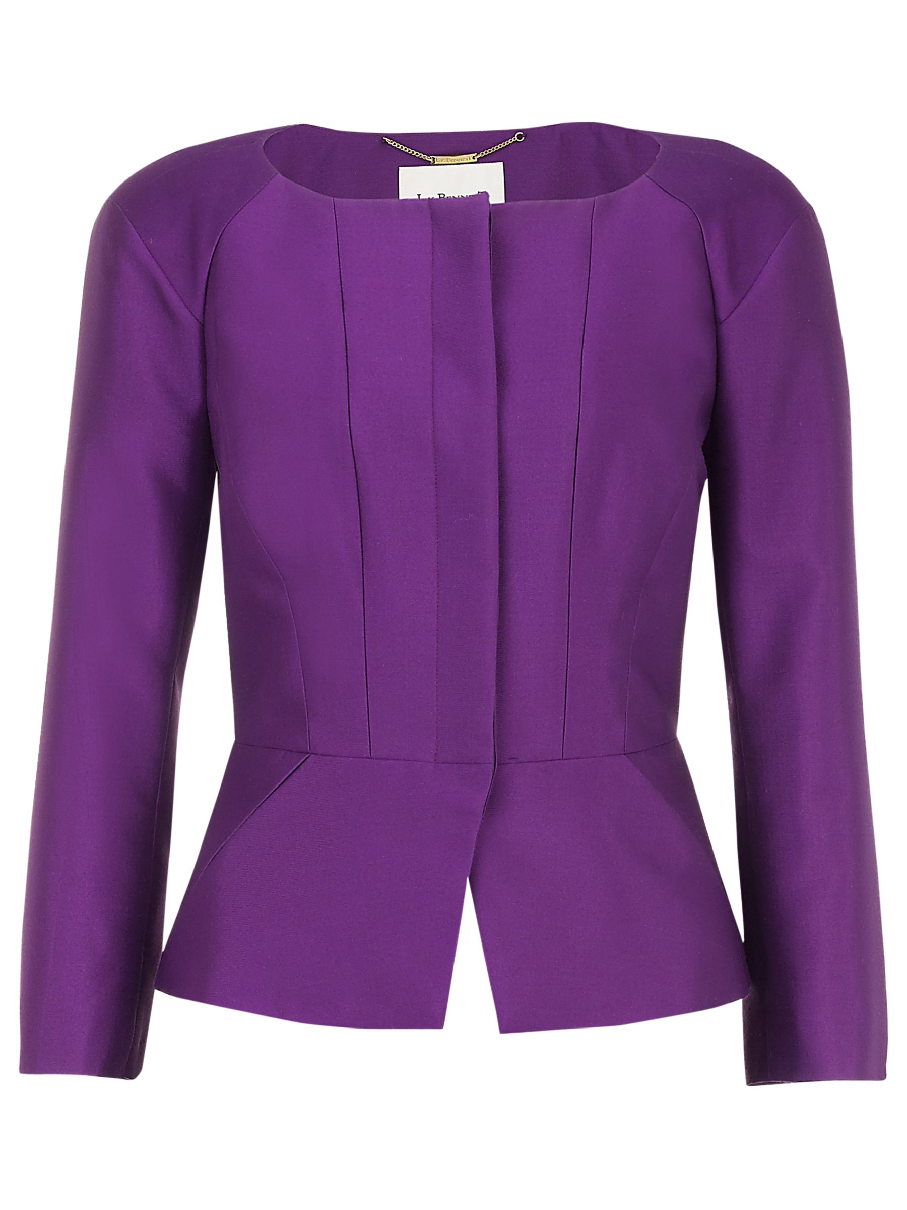 L.K. Bennett Times Oval Neck Fitted Jacket, Damson, 10 at JohnLewis