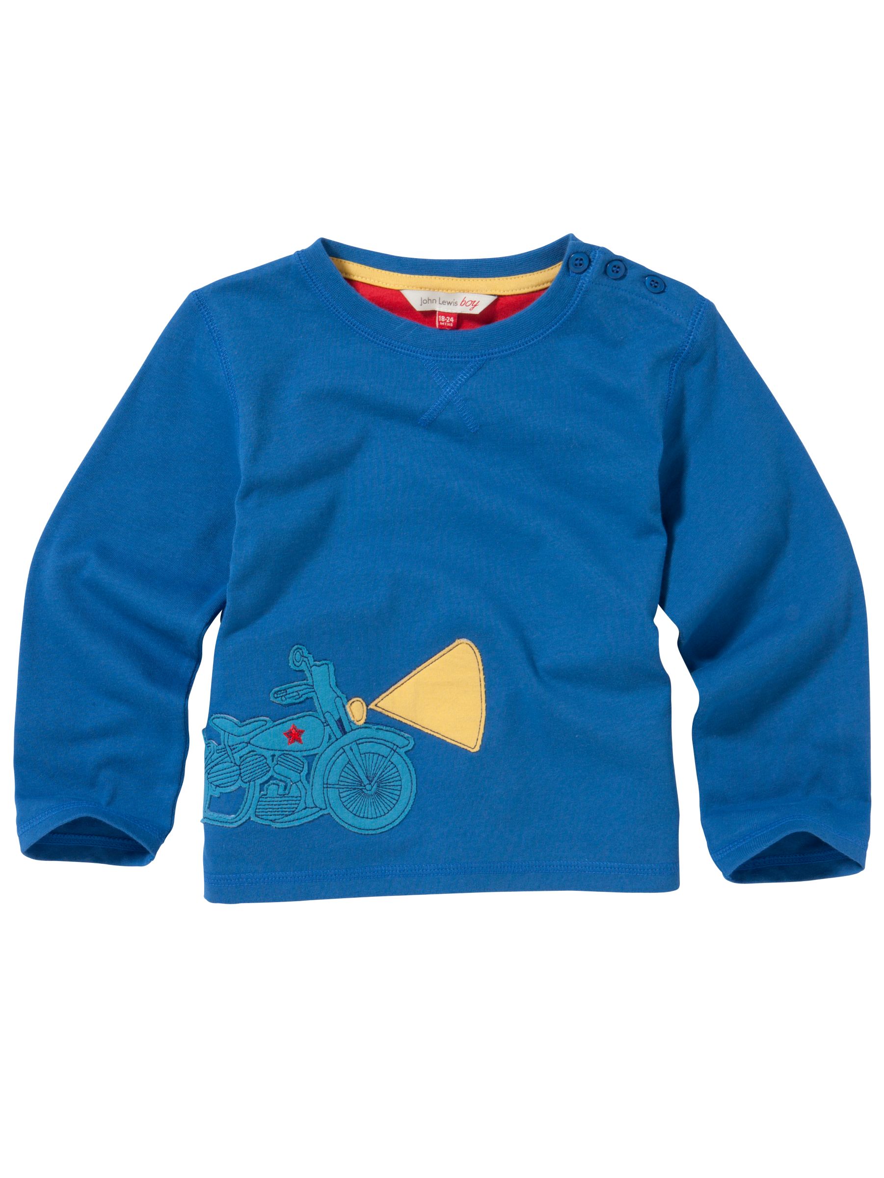 John Lewis Boy Motorbike T-Shirt, Blue