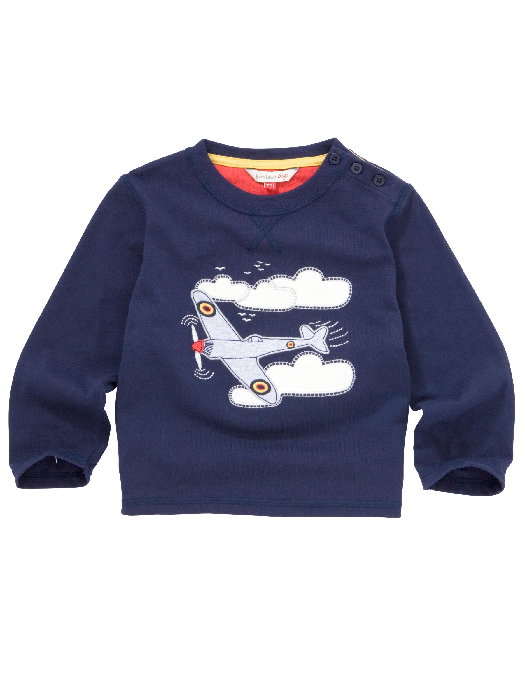 John Lewis Boy Aeroplane Applique T-Shirt, Navy