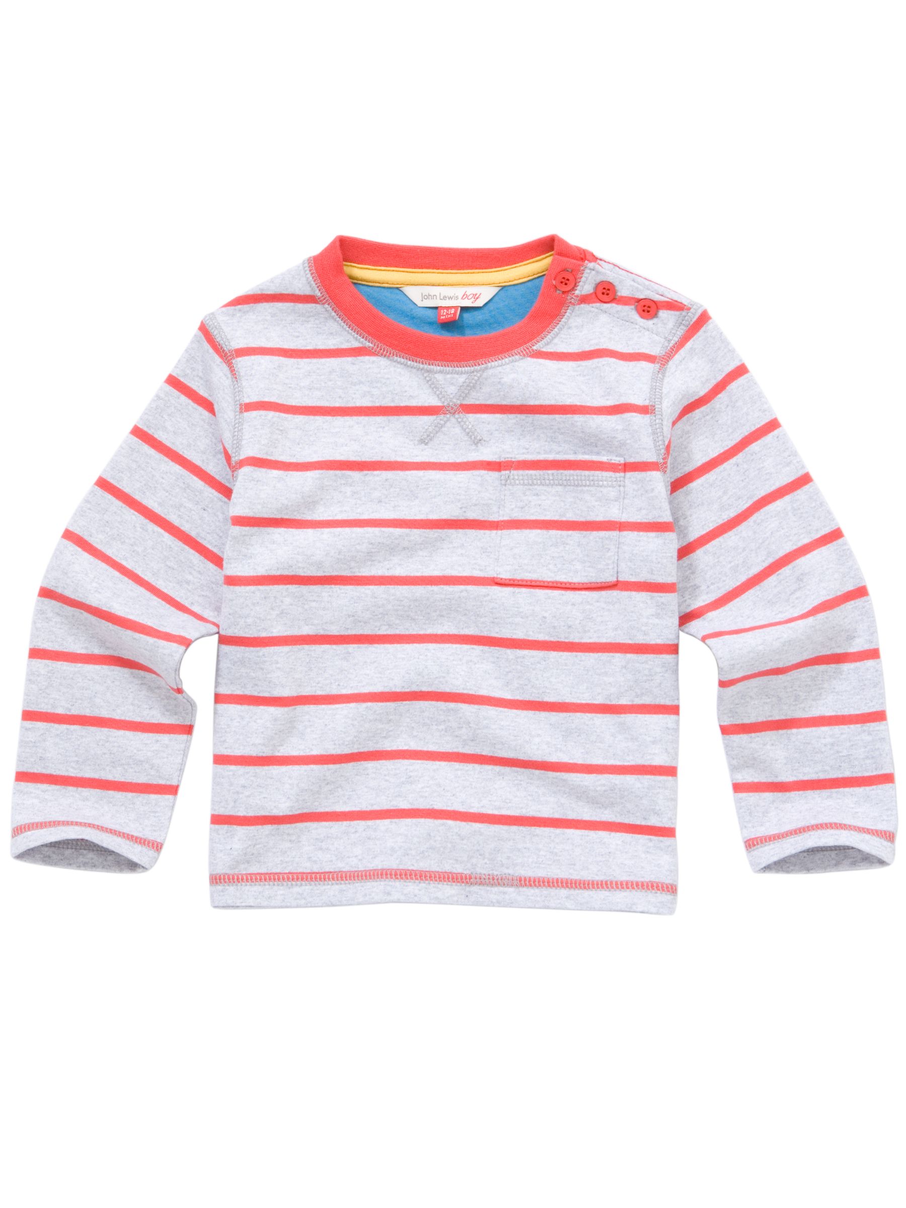 Stripe Print T-Shirt, Red/grey