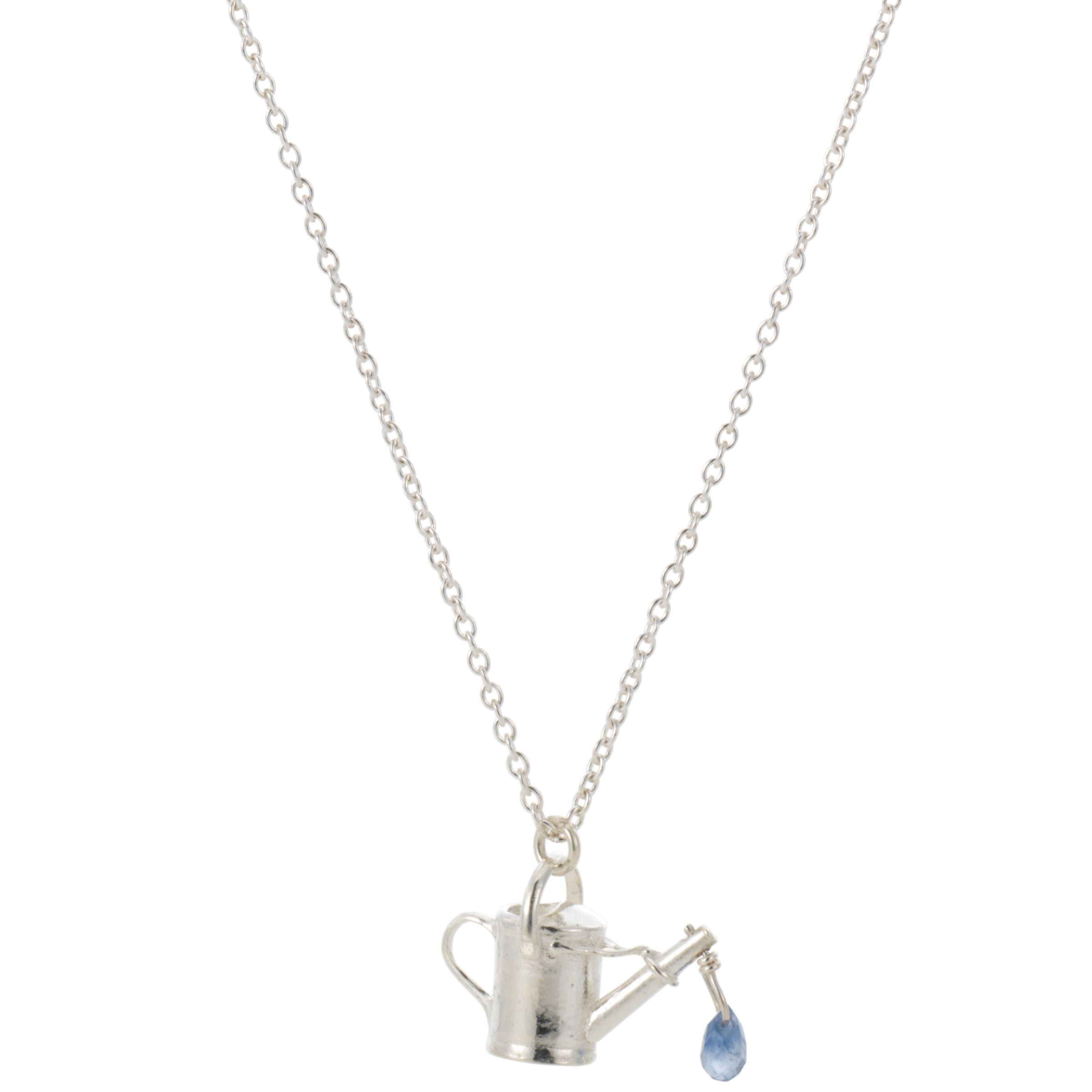 Alex Monroe Watering Can Grey Sapphire Necklace, Silver