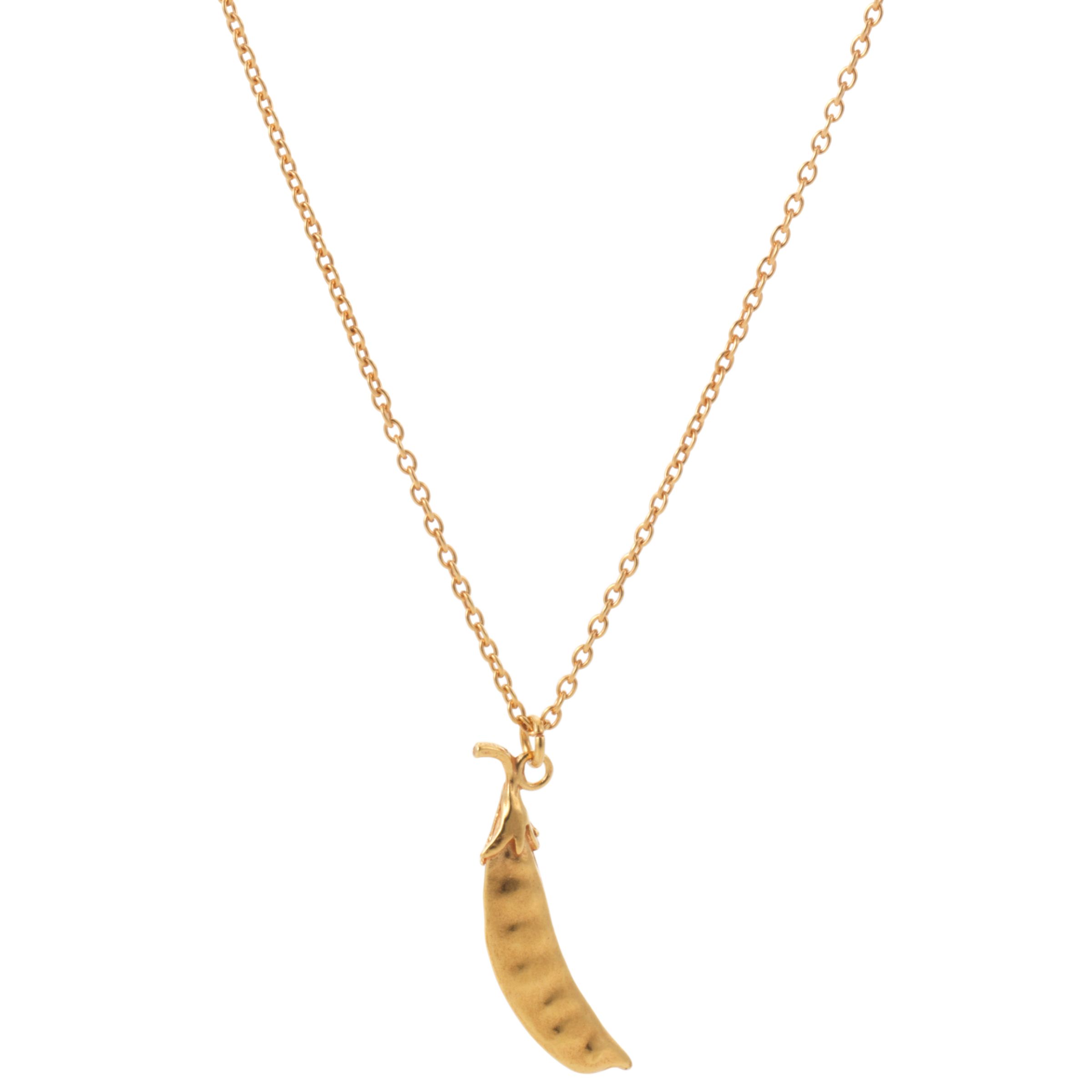 Alex Monroe Pea Pod Necklace, Gold Coloured