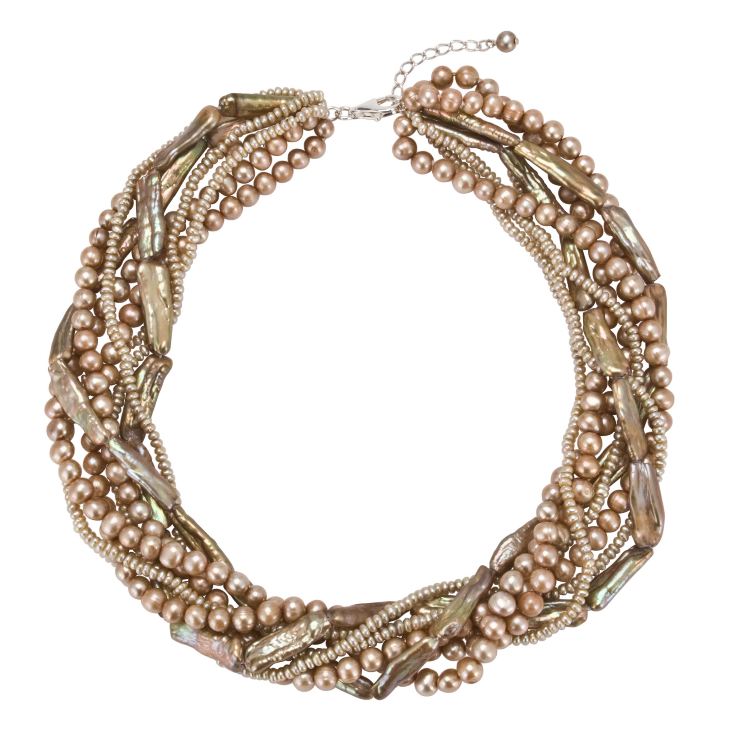 Lido Pearls 8 Row Gold Pearls Twist Necklace at JohnLewis