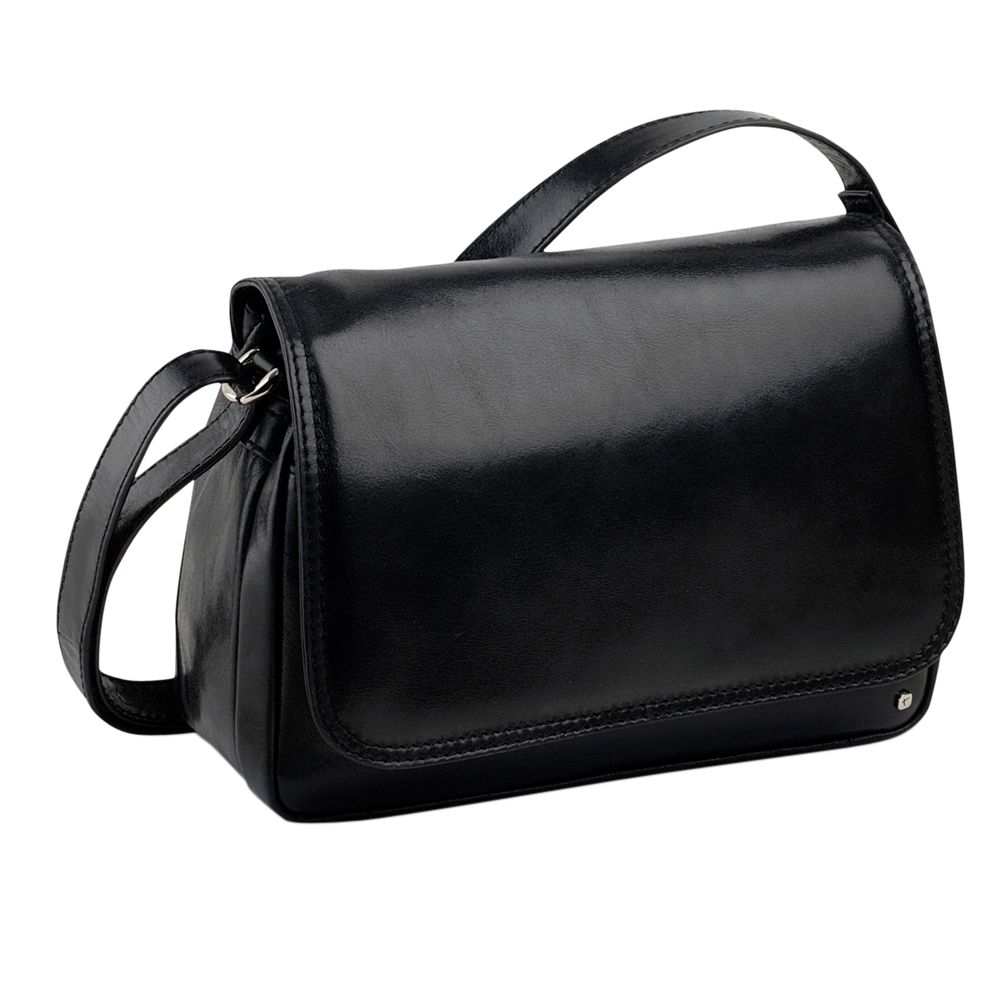 Tula Medium Flapover Across Body Handbag, Black