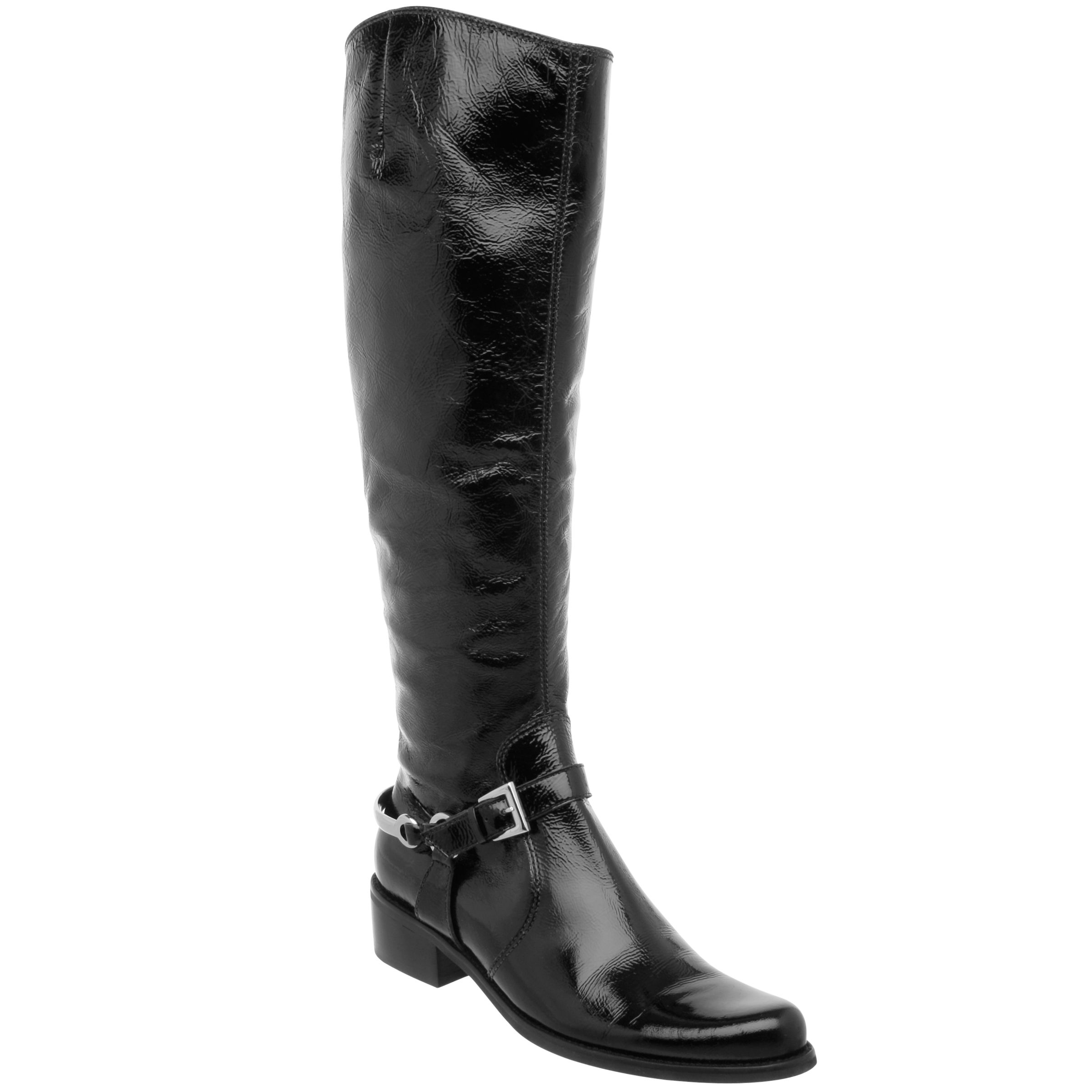 Dune Blackjack Riding Knee High Boots, Black Patent at John Lewis