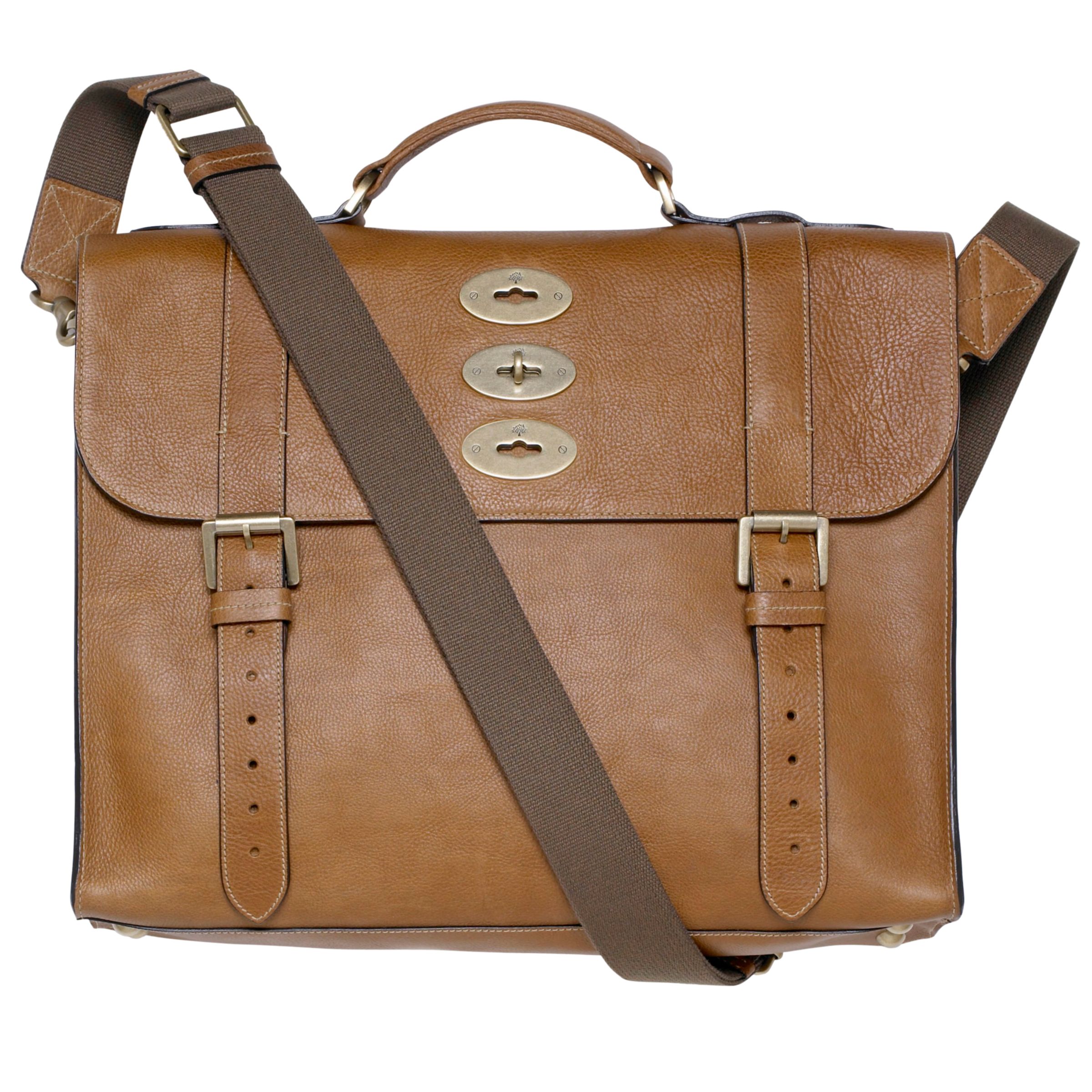 Mulberry Ted Leather Briefcase Bag, Oak at John Lewis