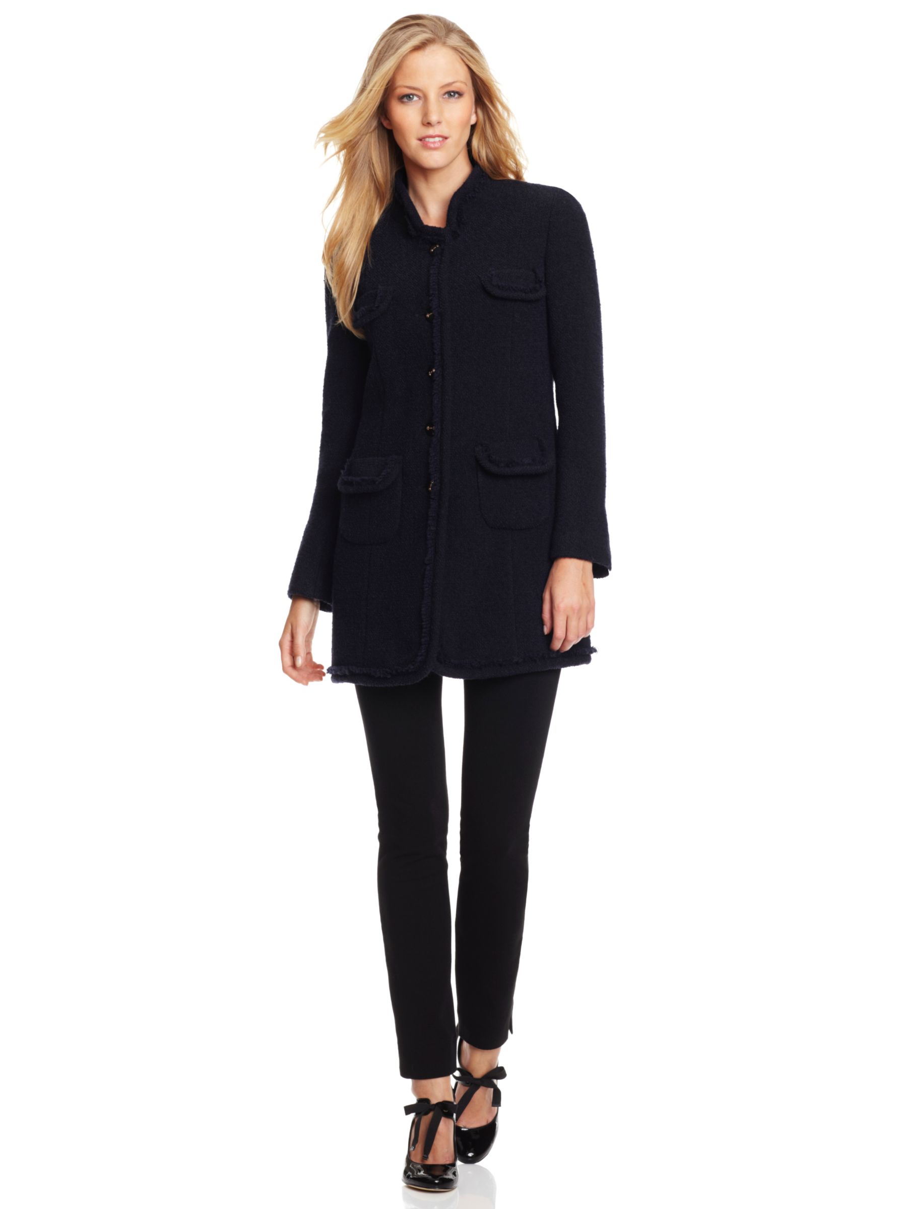 Gérard Darel Tweed Coat, Navy at John Lewis