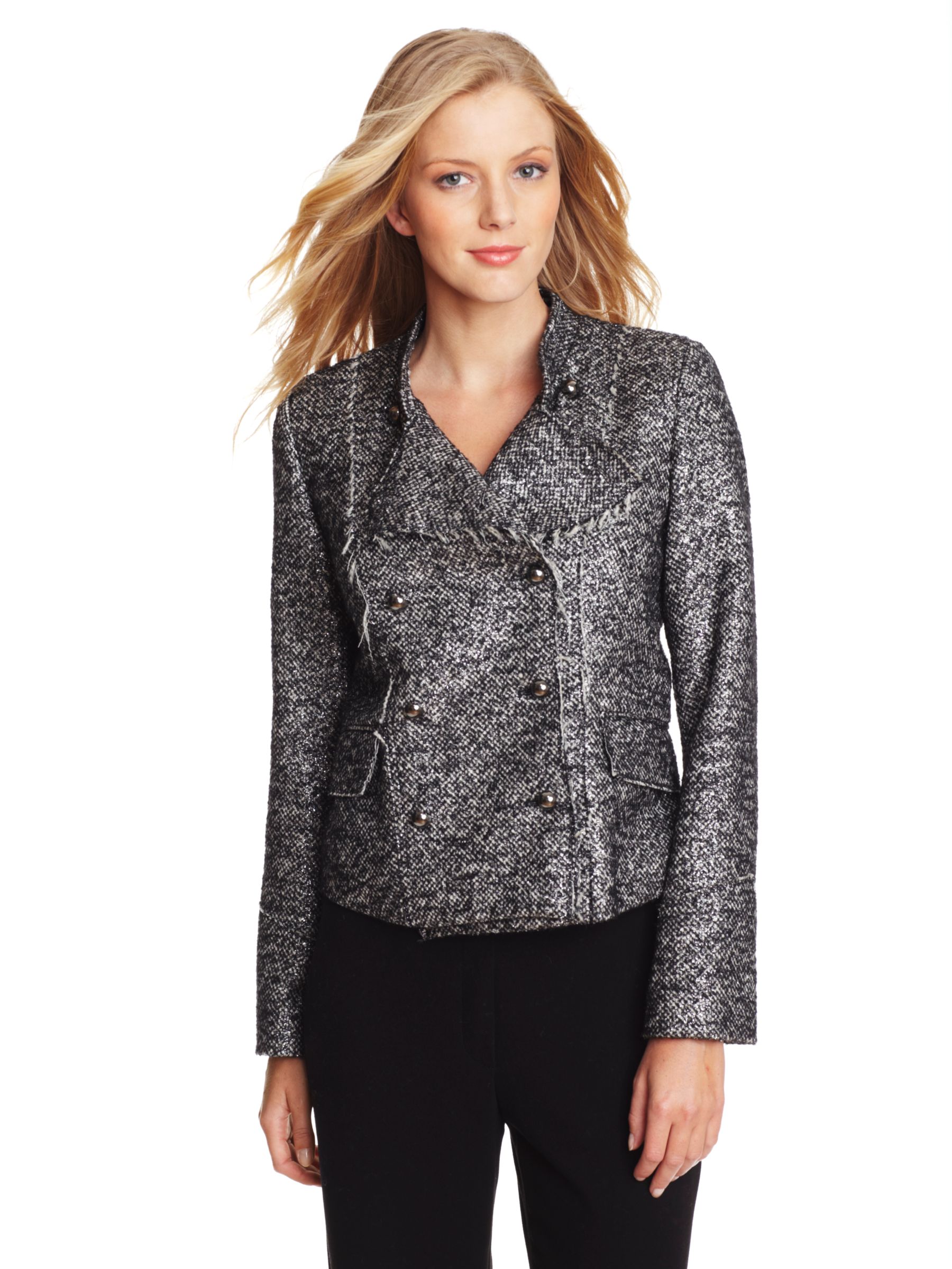 Gérard Darel Double Breasted Wool Blend Jacket, Black at John Lewis