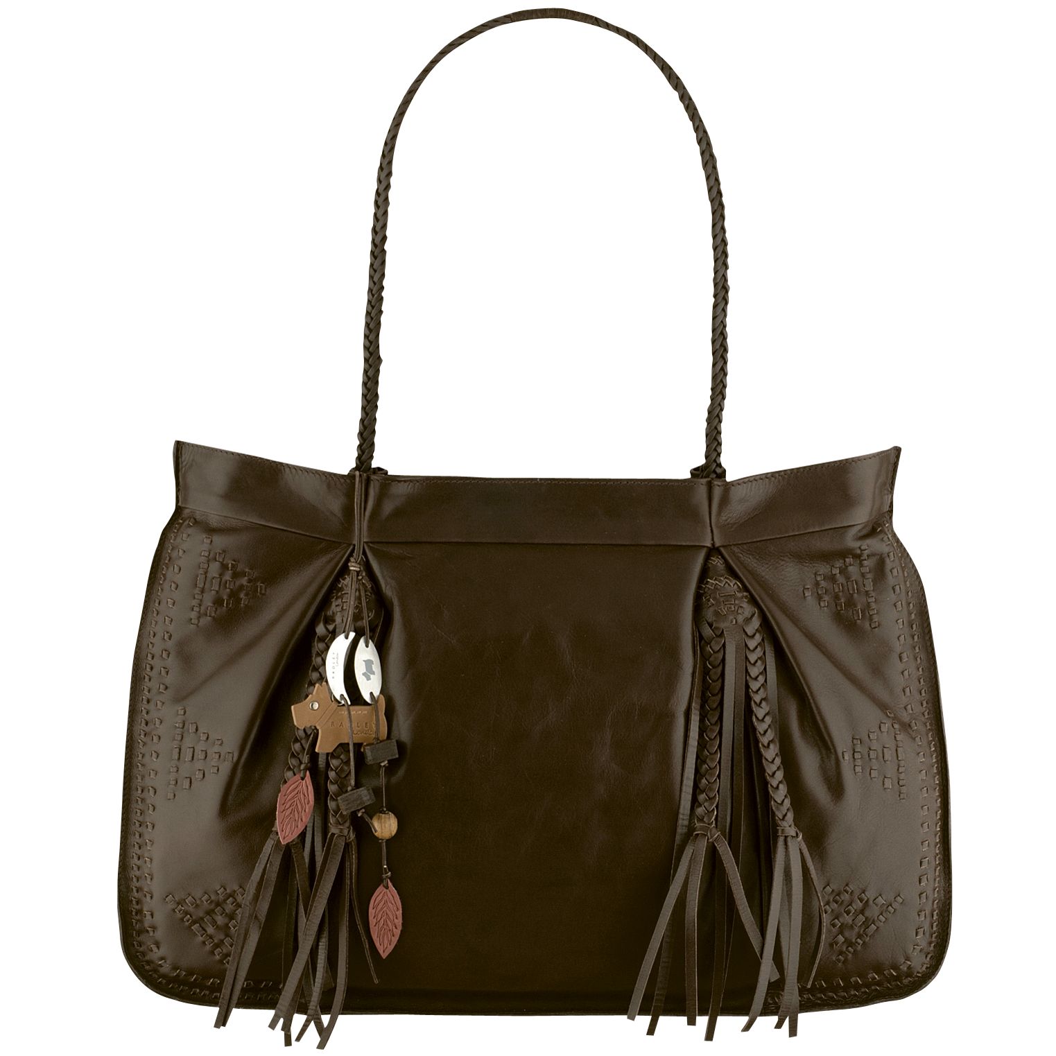 Radley Rossiter Large Zip Top Tote Handbag, Brown at John Lewis