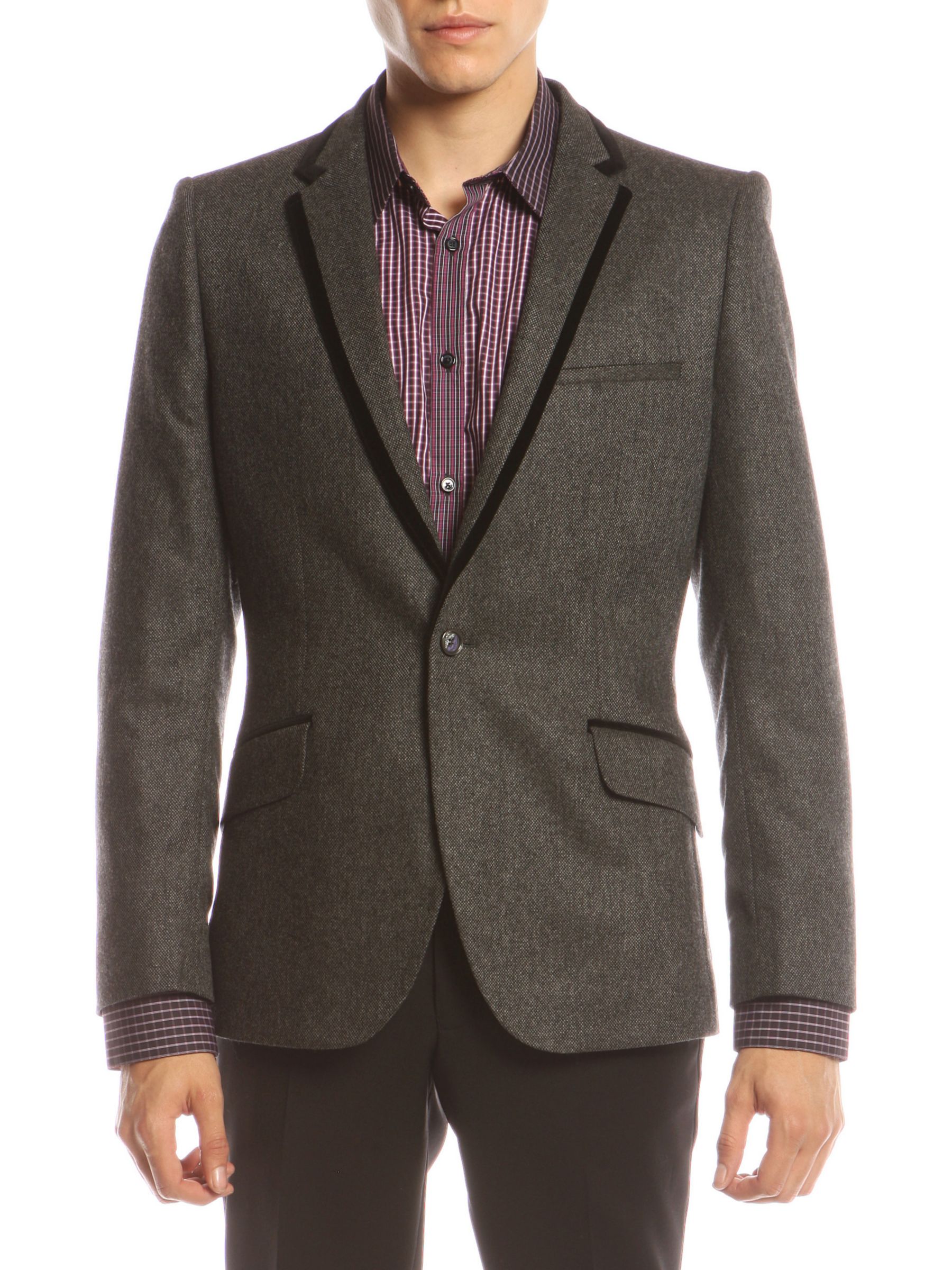 Ted Baker Jazzada Grosgrain Jacket, Charcoal at John Lewis