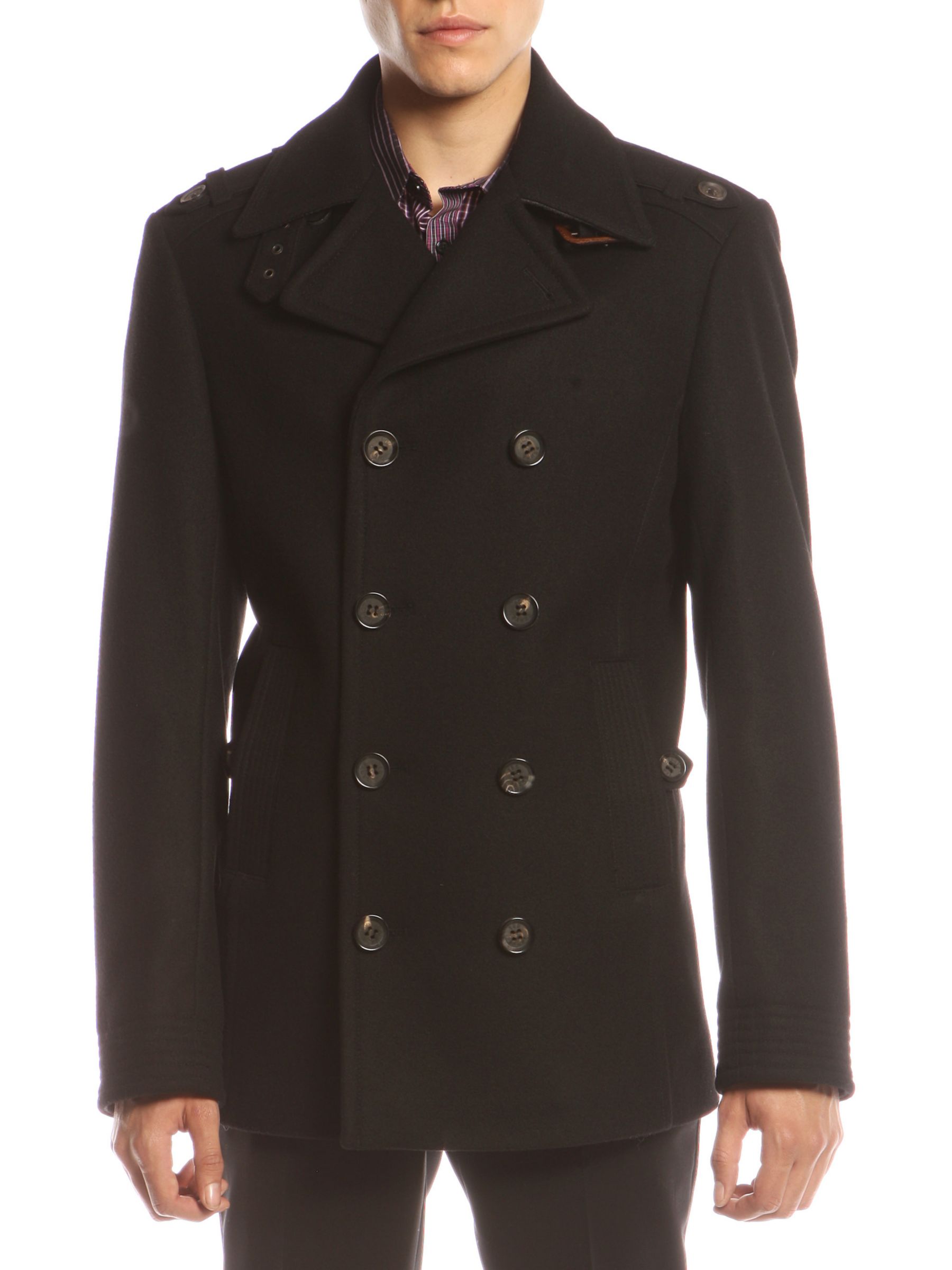 Ted Baker Wool Pea Coat, Black at John Lewis