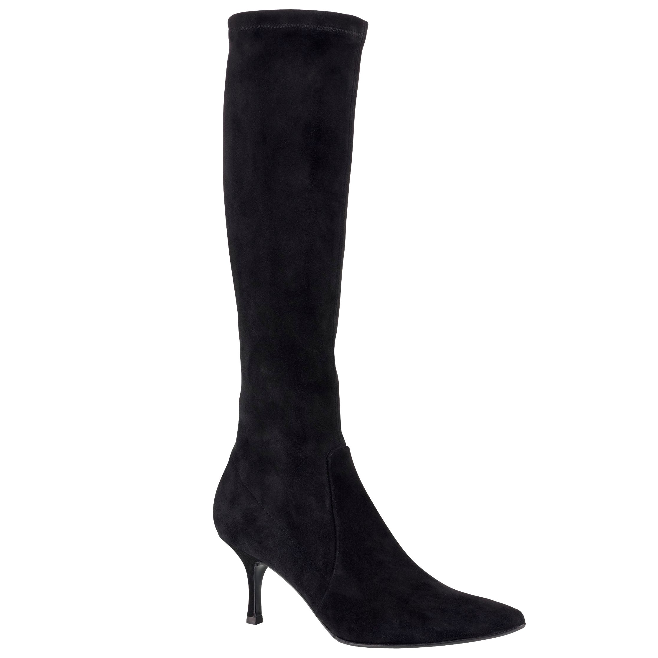 L.K.Bennett Pointed Toe Stretch Knee High Boots, Black at JohnLewis
