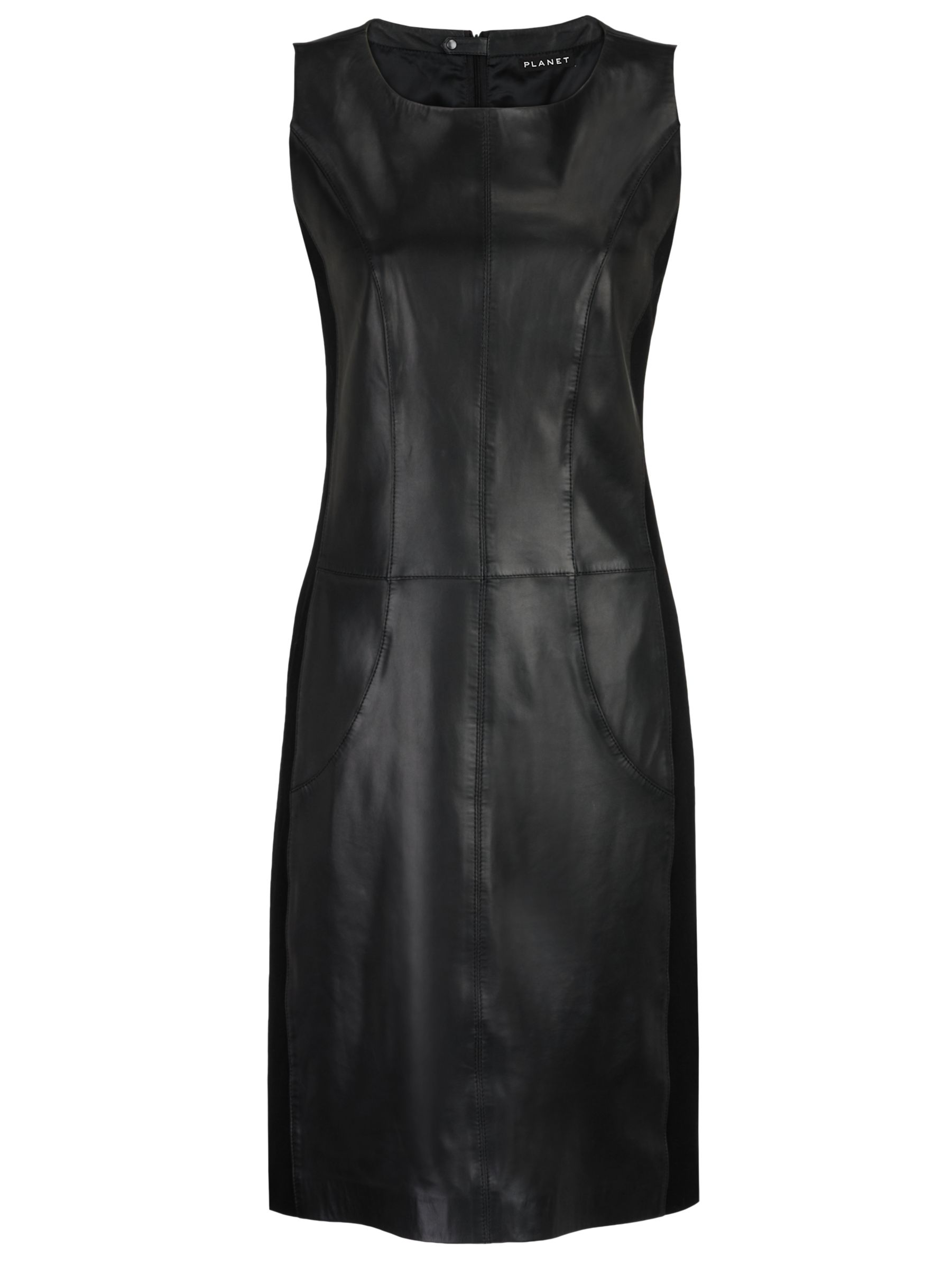 Planet Show-Stopping Leather Dress, Black, 8 at John Lewis