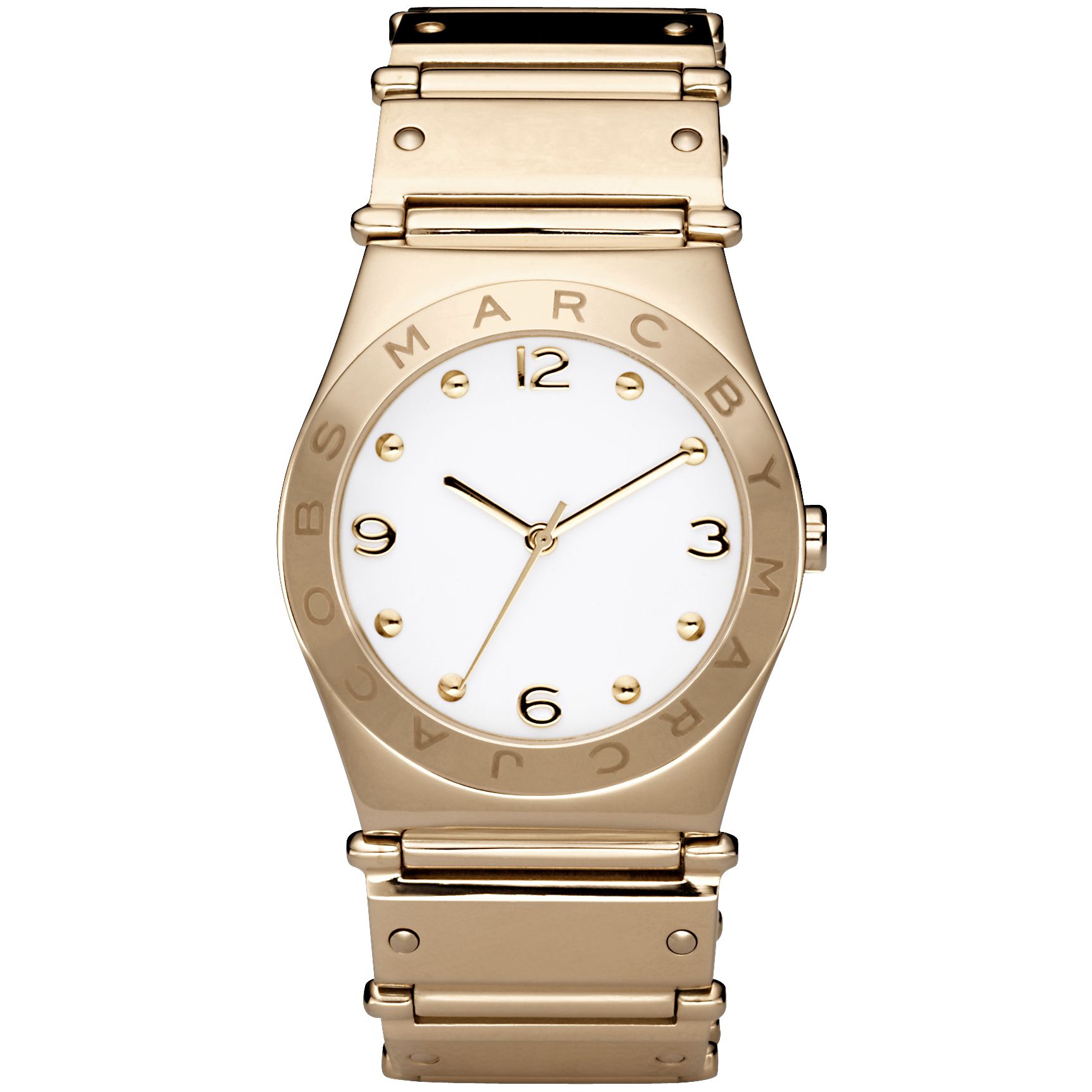 Marc by Marc Jacobs MBM8519 Women's Round White Dial Gold Plated Bracelet Watch at John Lewis
