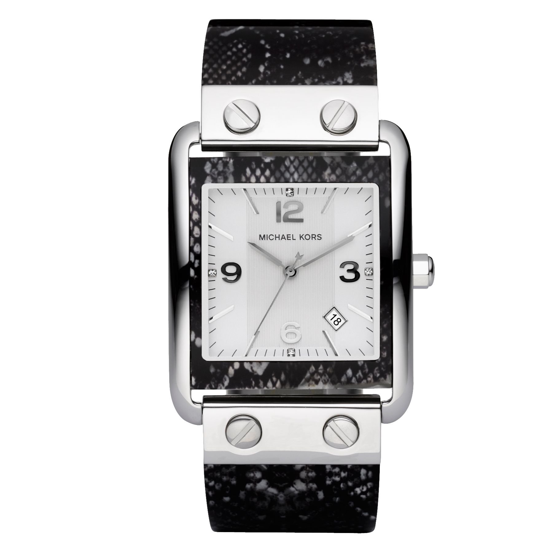 Michael Kors MK4238 Ladies Square Python Effect Strap Watch at John Lewis