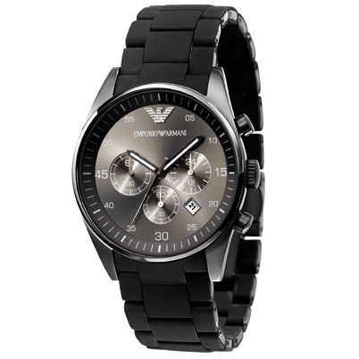 Emporio Armani AR5889 Women's Chronograph Bracelet Watch, Black at John Lewis