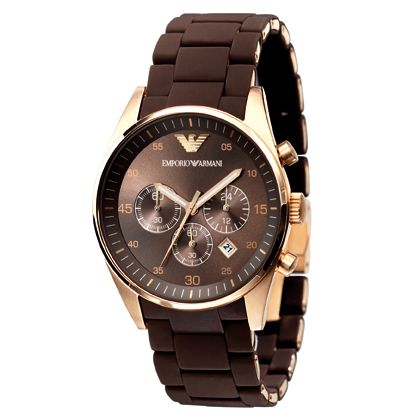 Emporio Armani AR5890 Women's Chronograph Bracelet Watch, Brown at John Lewis