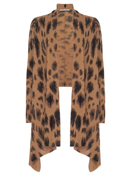 Jaeger Pelt Print Wrap Cardigan, Camel at John Lewis