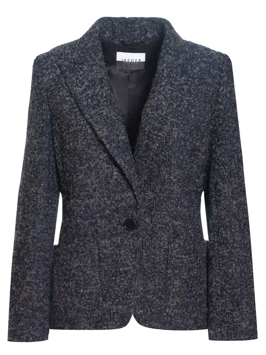 Jaeger Boucle Mix Jacket, Blue at John Lewis