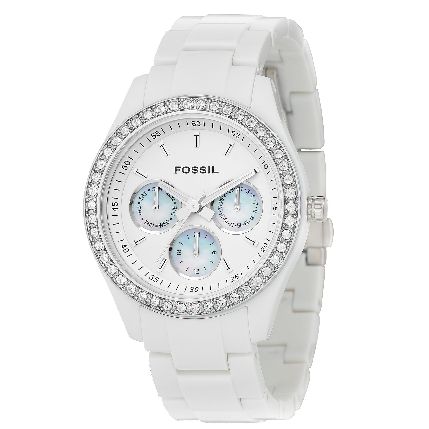 Fossil ES1967 Ladies Stella Glitz Round Face White Watch