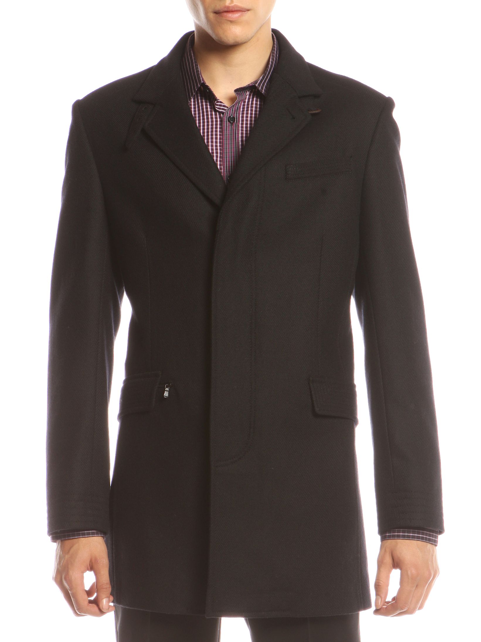 Ted Baker Bairad Single Breasted Coat, Navy blue at John Lewis