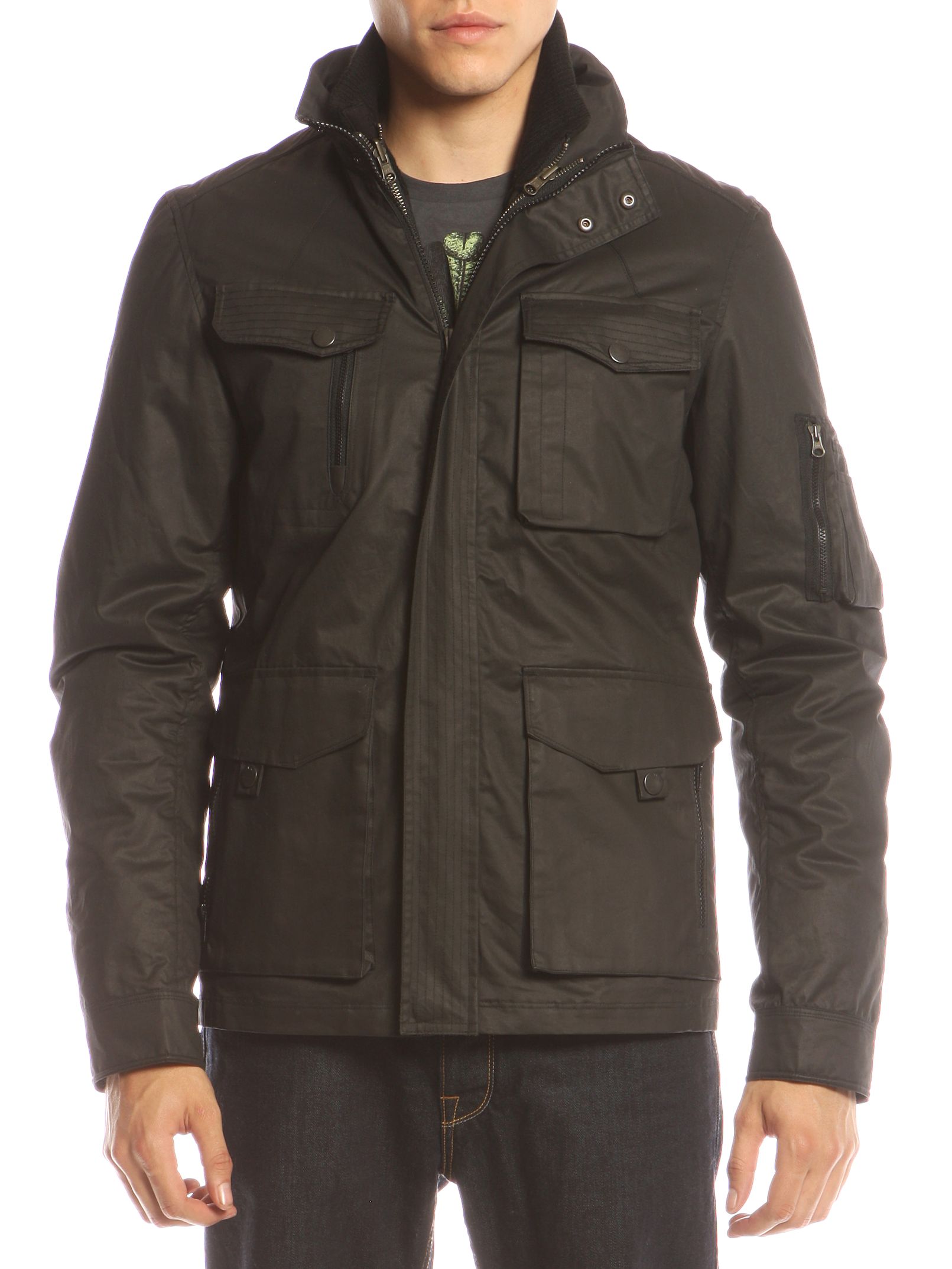 Ted Baker Adling Coated Cotton 3 In 1 Jacket, Black at John Lewis