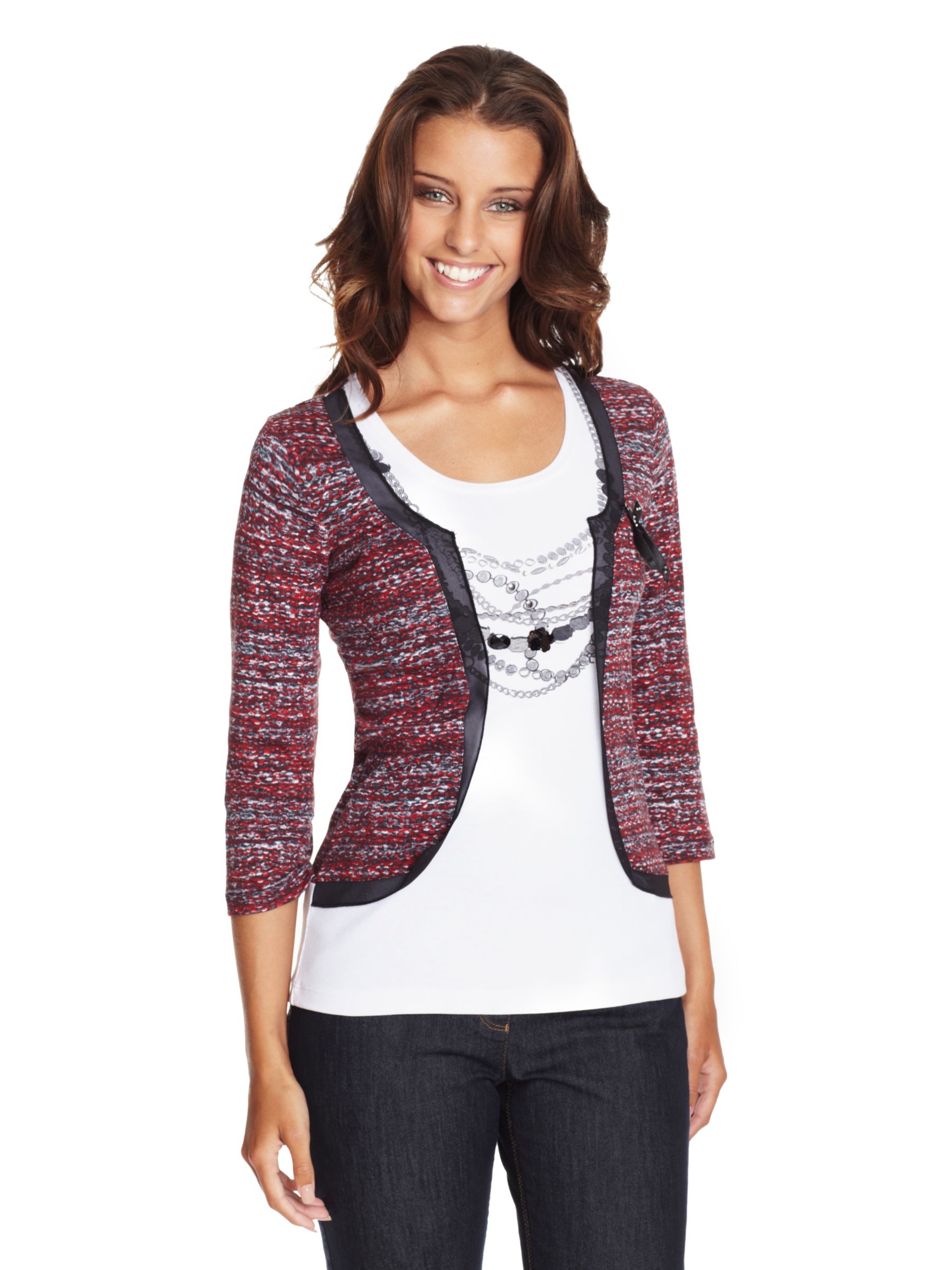 Printed 2 in 1 Cardigan T-shirt,