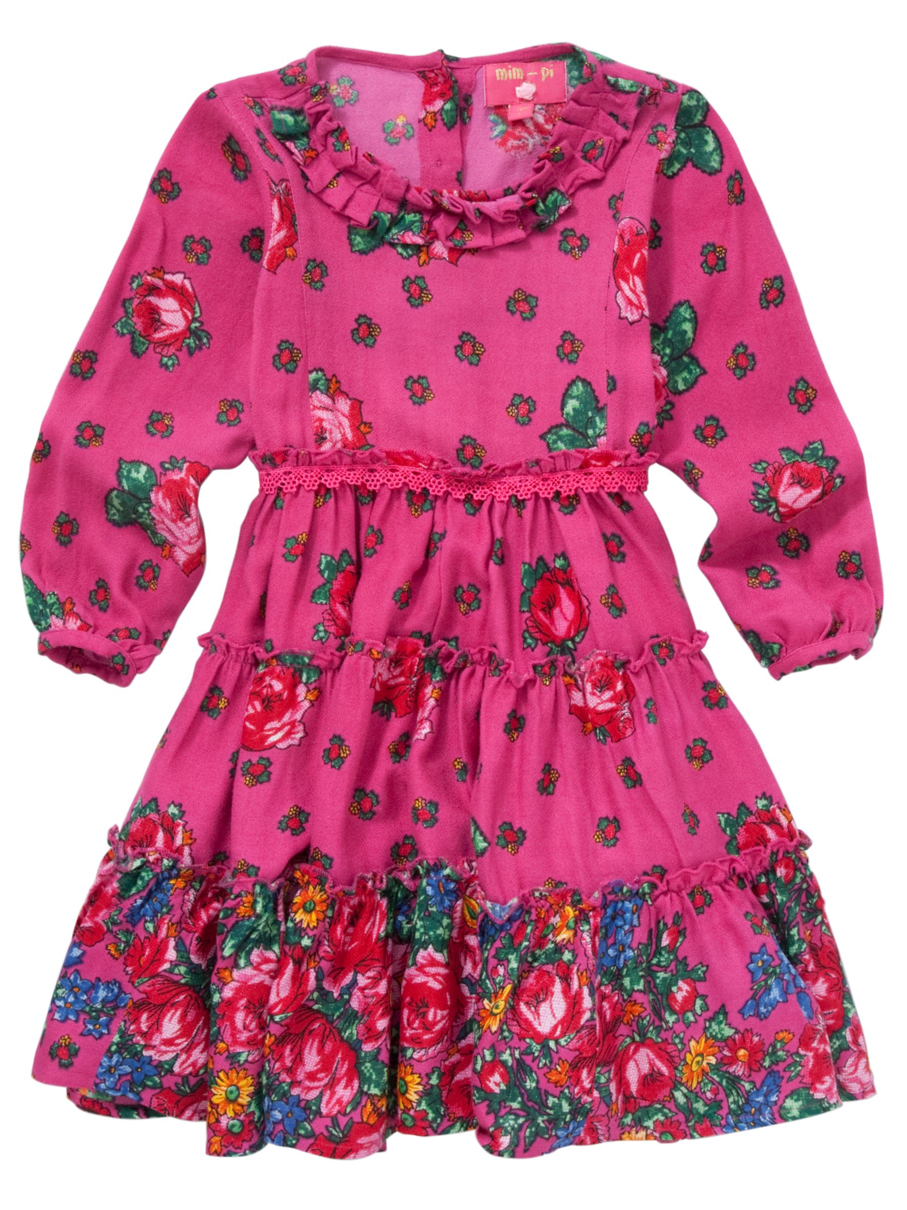 Mim Pi Flower Print Tiered Dress Pink