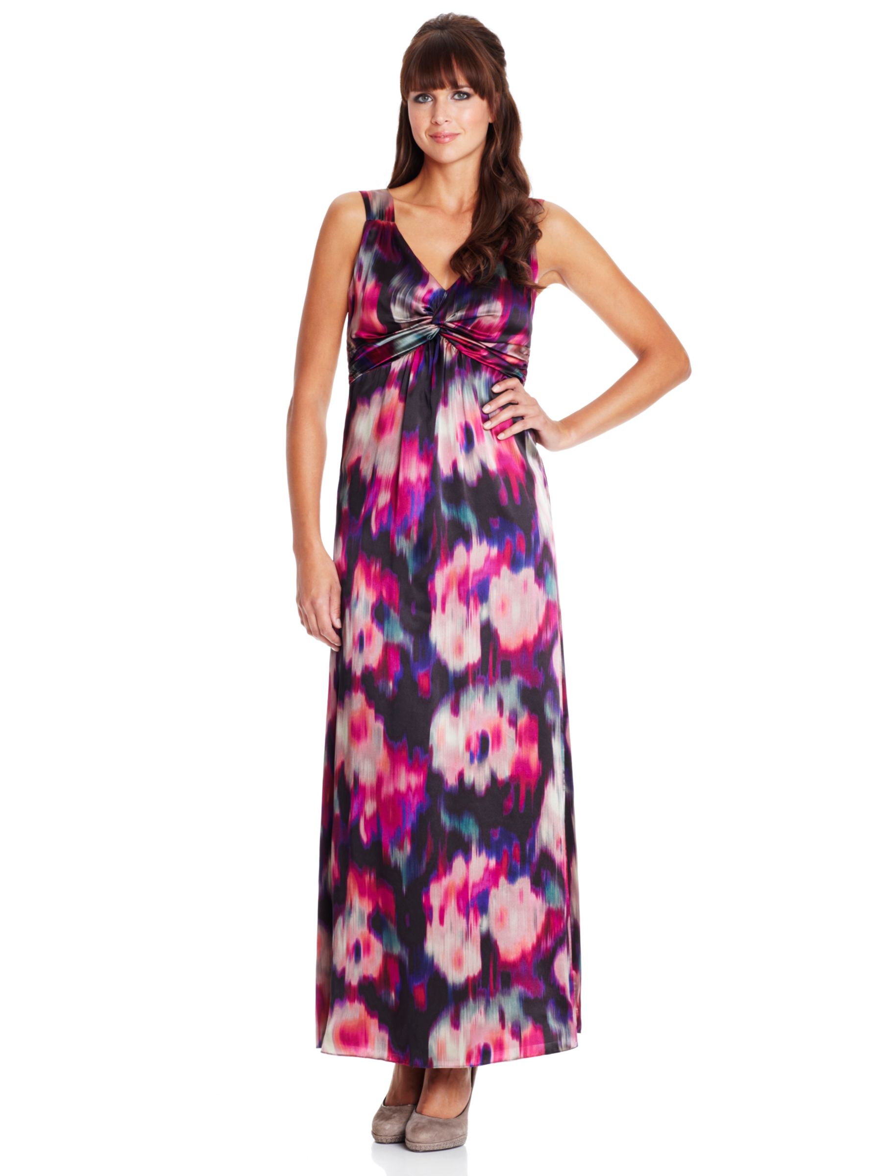 COLLECTION, John Lewis Women Blurry Floral Maxi Dress, Pink/purple at John Lewis