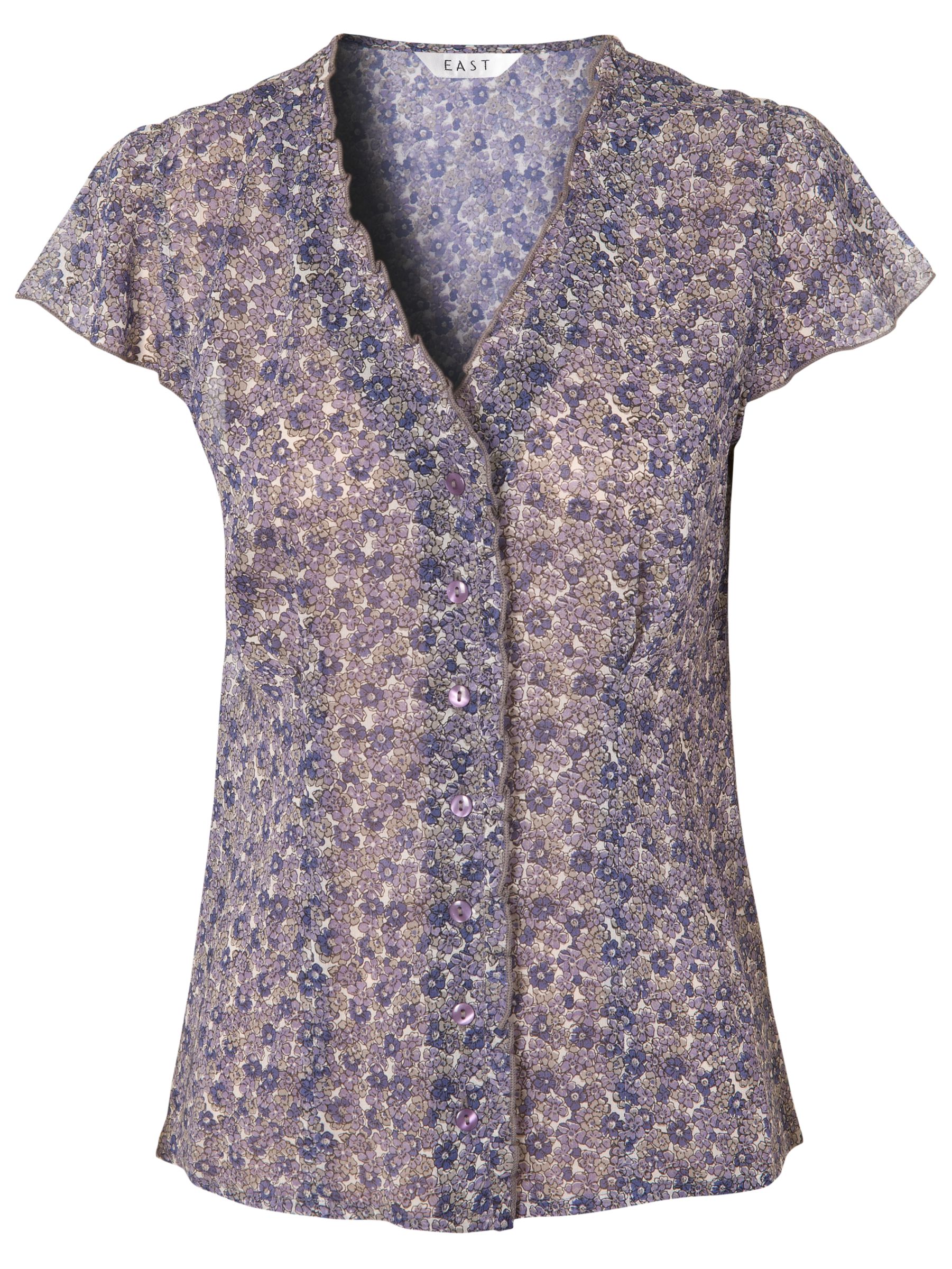 East Abigail Viscose Print Blouse, Lavender