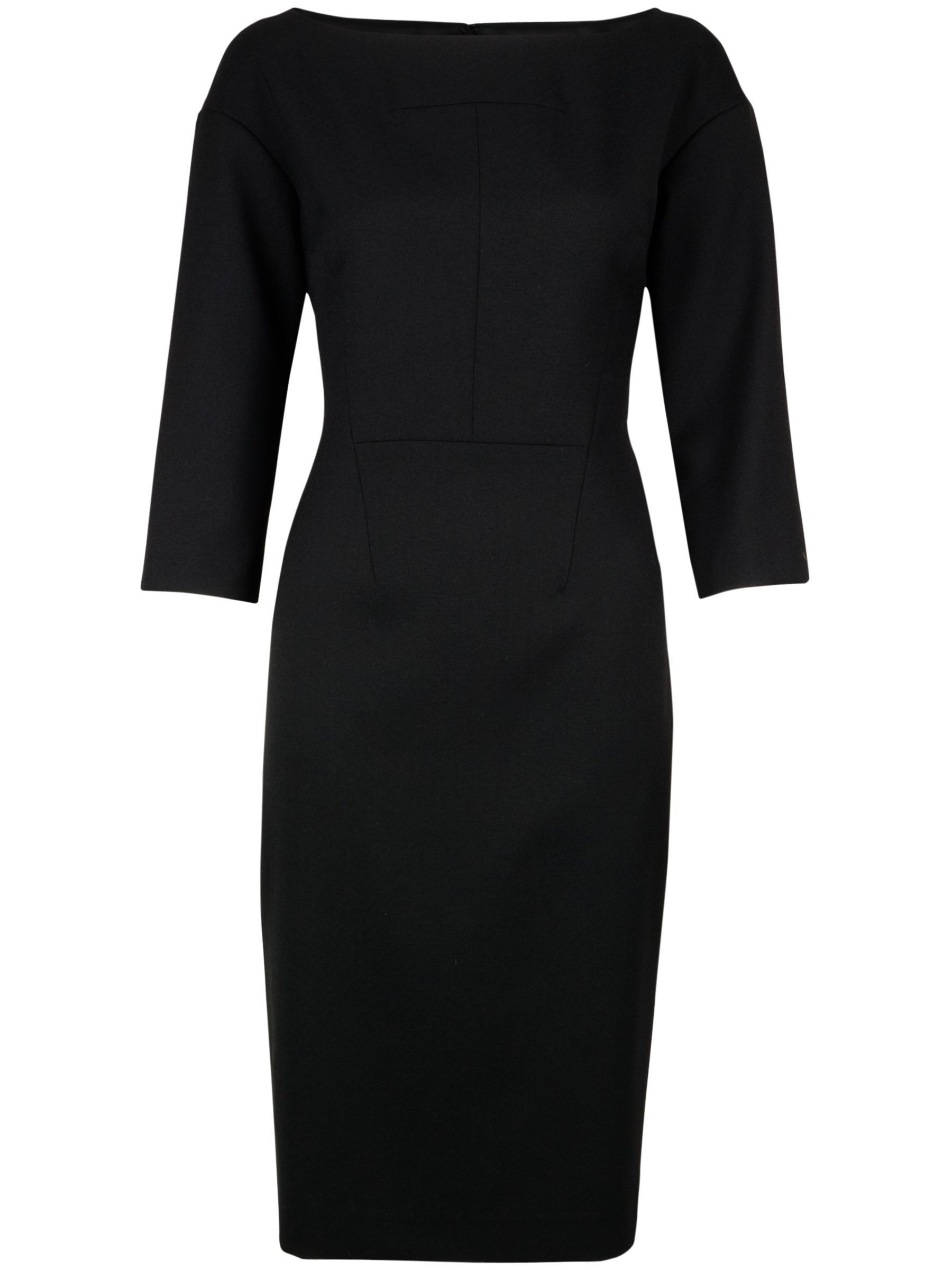 L.K. Bennett Lott Fitted Slash Neck Dress, Black, 8 at John Lewis