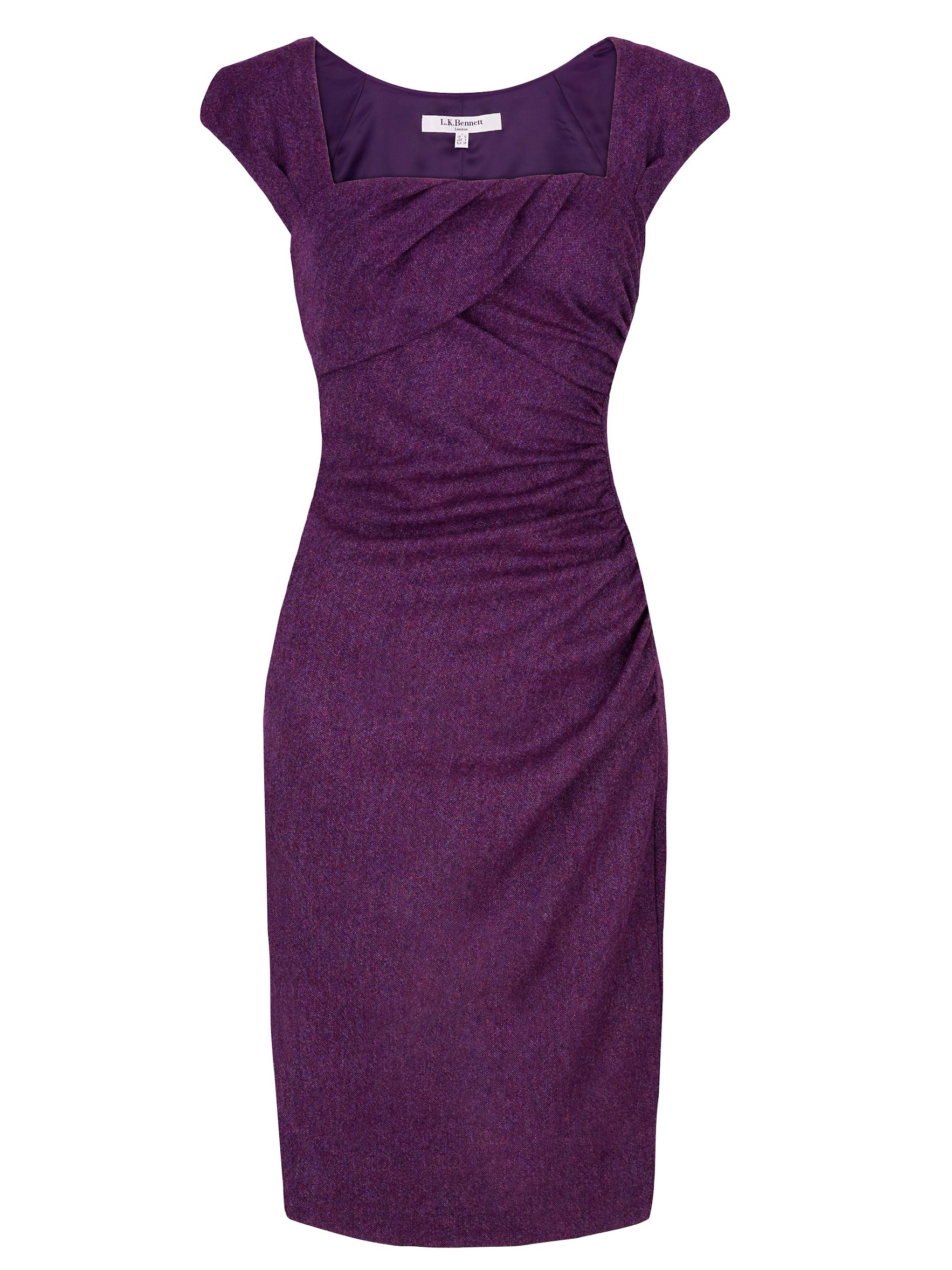 L.K. Bennett Tina Ruched Tailored Dress, Damson, 10 at John Lewis