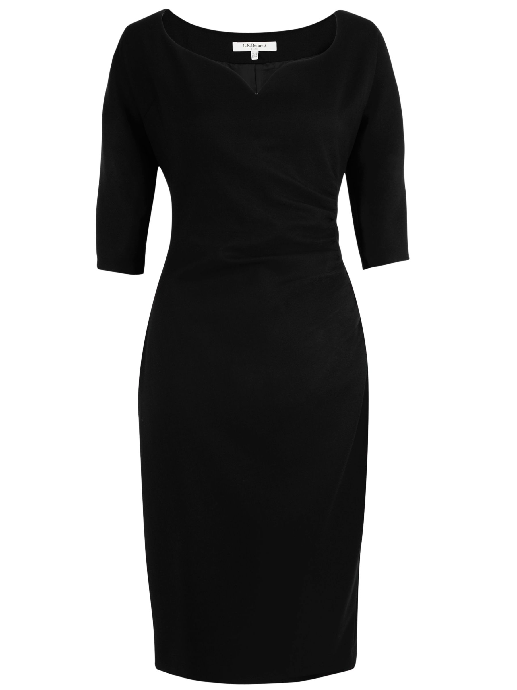 L.K. Bennett Alexa Sweetheart Neck Dress, Jet black, 10 at JohnLewis