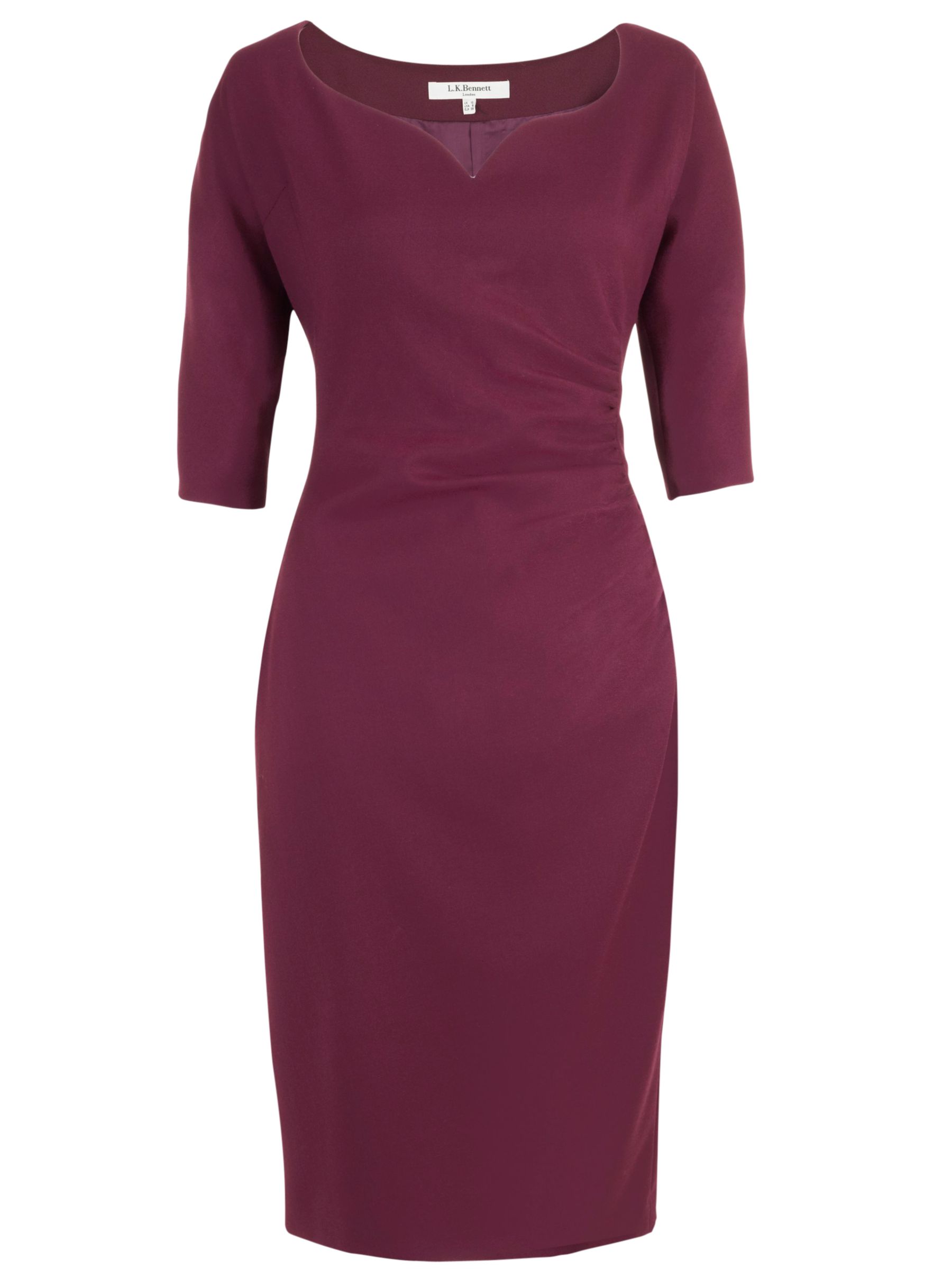 L.K. Bennett Alexa Sweatheart Neck Dress, wine, 10 at John Lewis