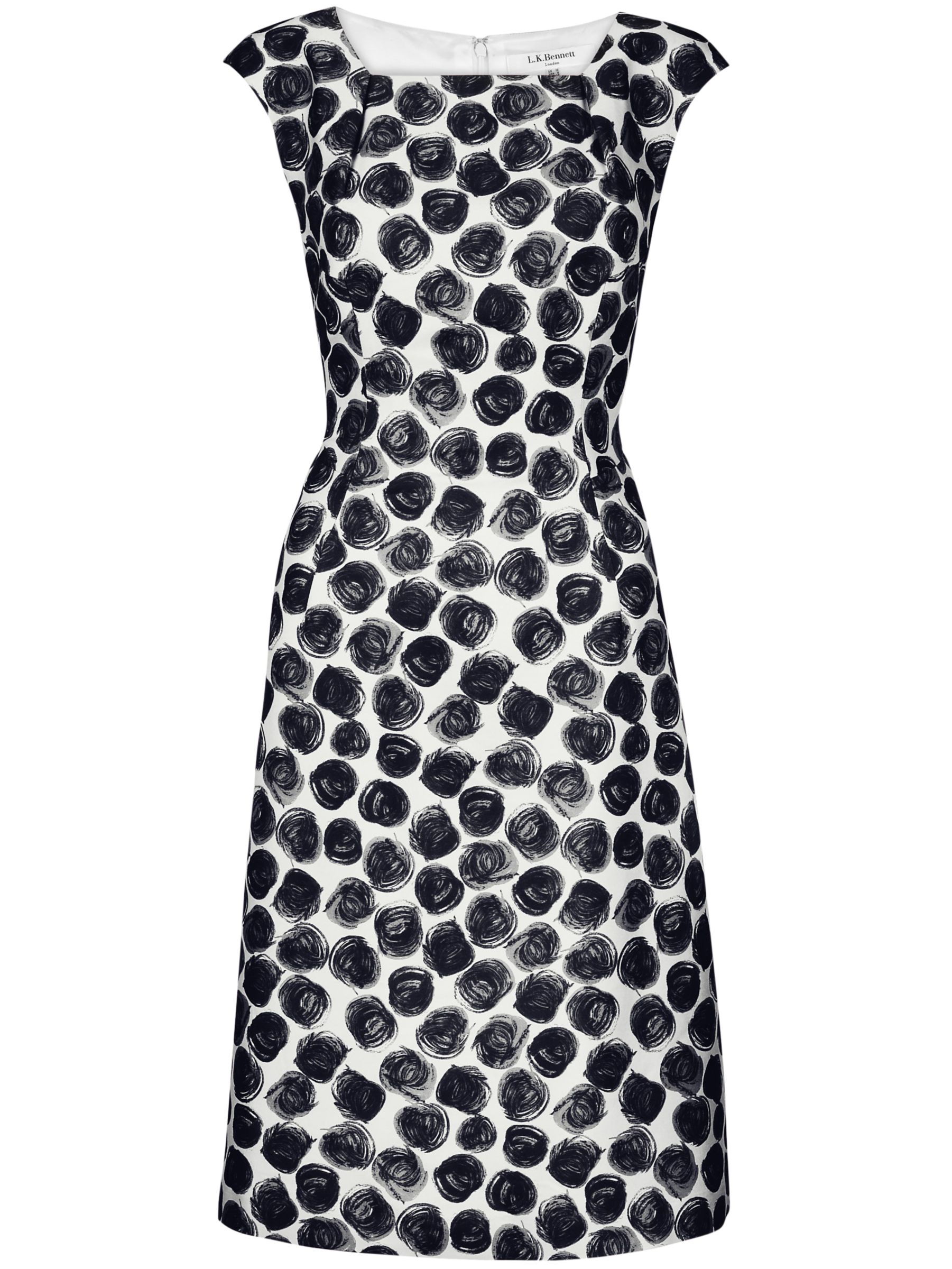 L.K Bennett Buzz Fitted Flared Dress, Black/White, 16 at JohnLewis
