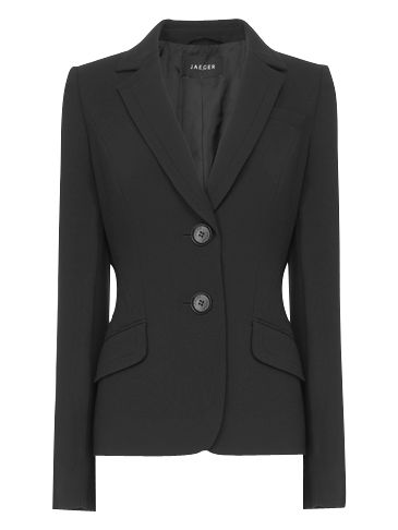 Jaeger Tailored Long Sleeve Suit Jacket, Black, 12 at John Lewis